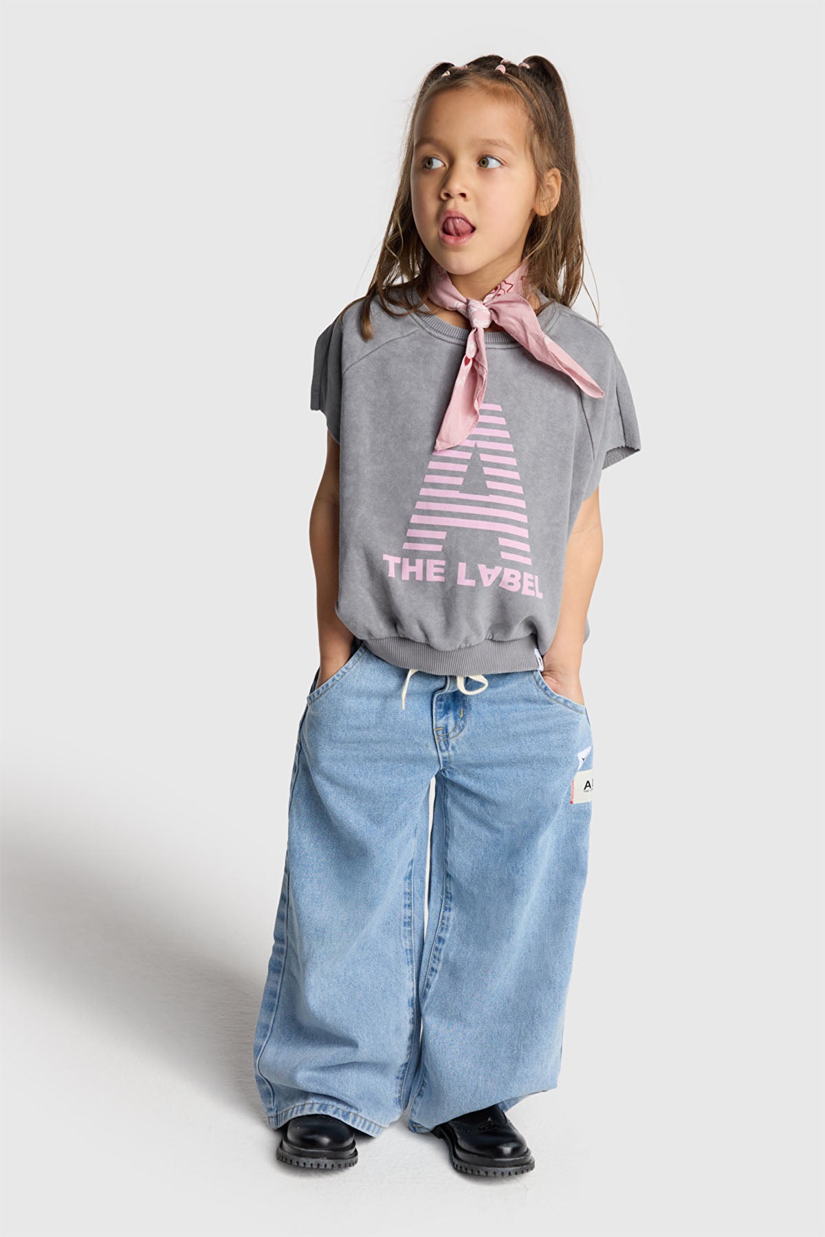 KIDS WIDE LEG FLOWY DENIM PANTS