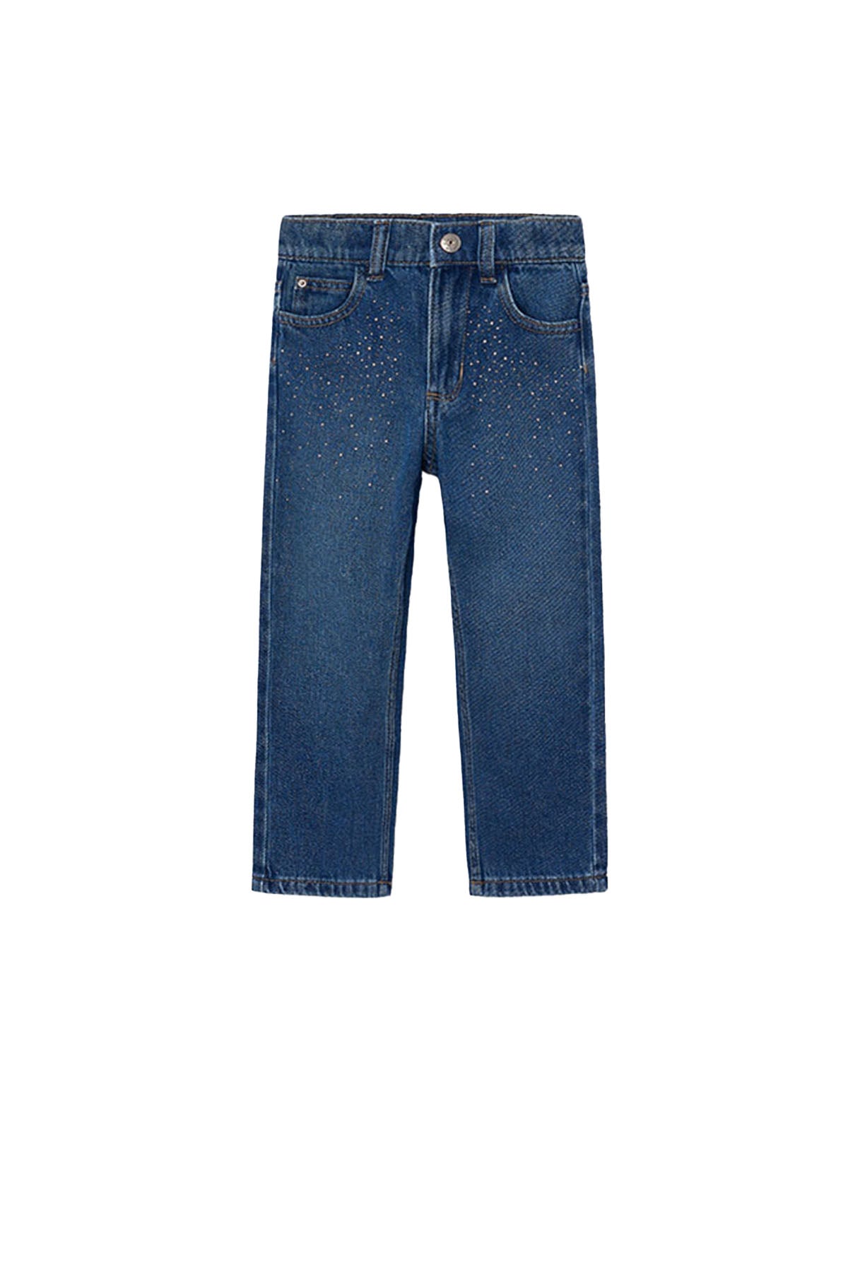 Printed long denim pants