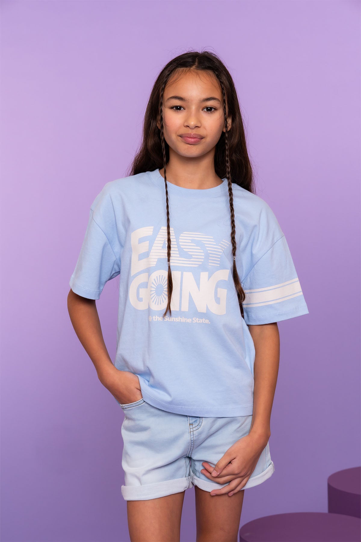T-shirt easy going blauw