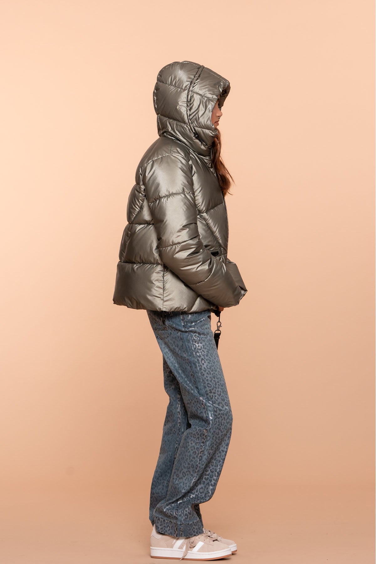 Boxy metallic jas