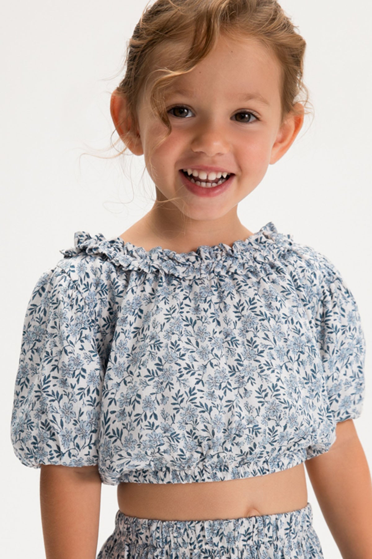 Printed dobby top Sky blue