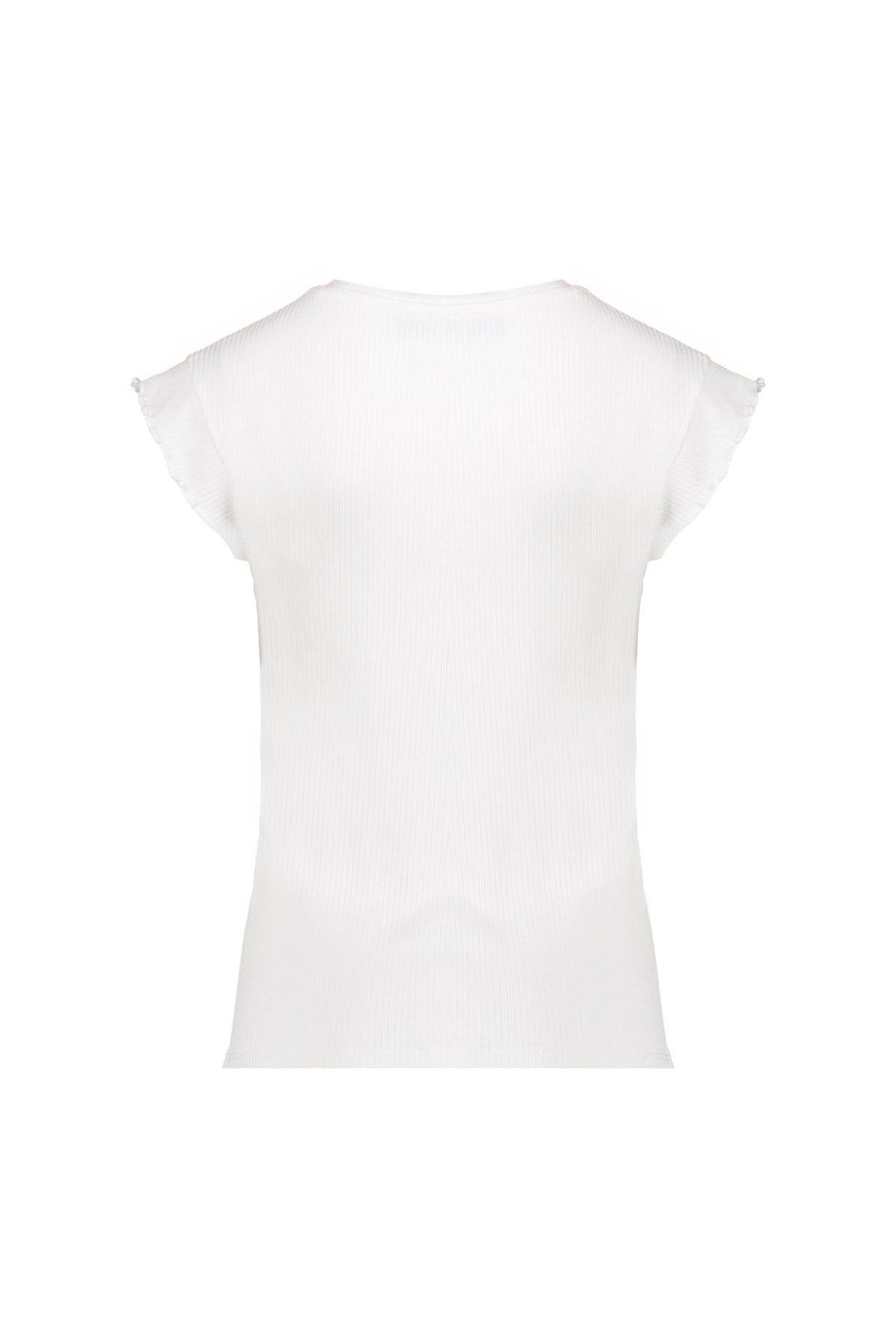 T-shirt rib ruffle sleeves