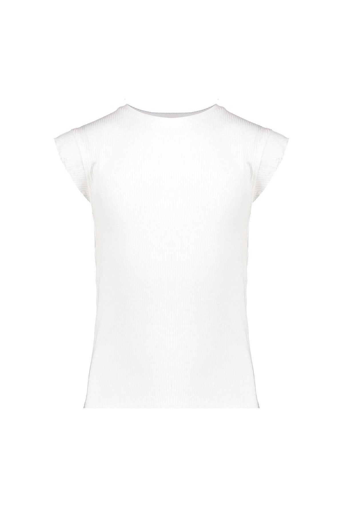 T-shirt rib ruffle sleeves