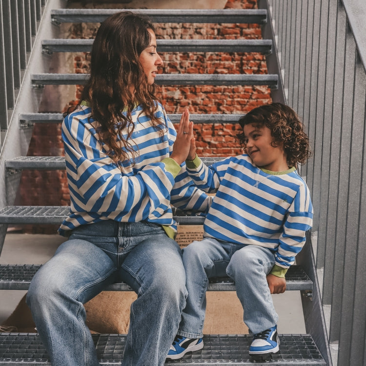 Stripe French Knit Sweater Mom