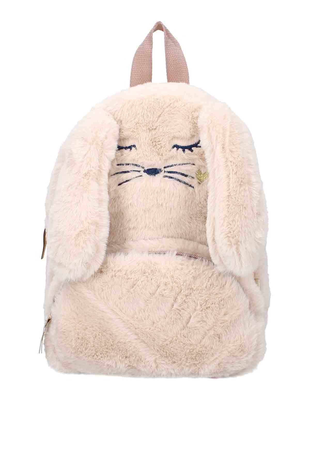 rugzak, fluffy, meisjes, konijnen tas, merk Pret, zachte stof, beige