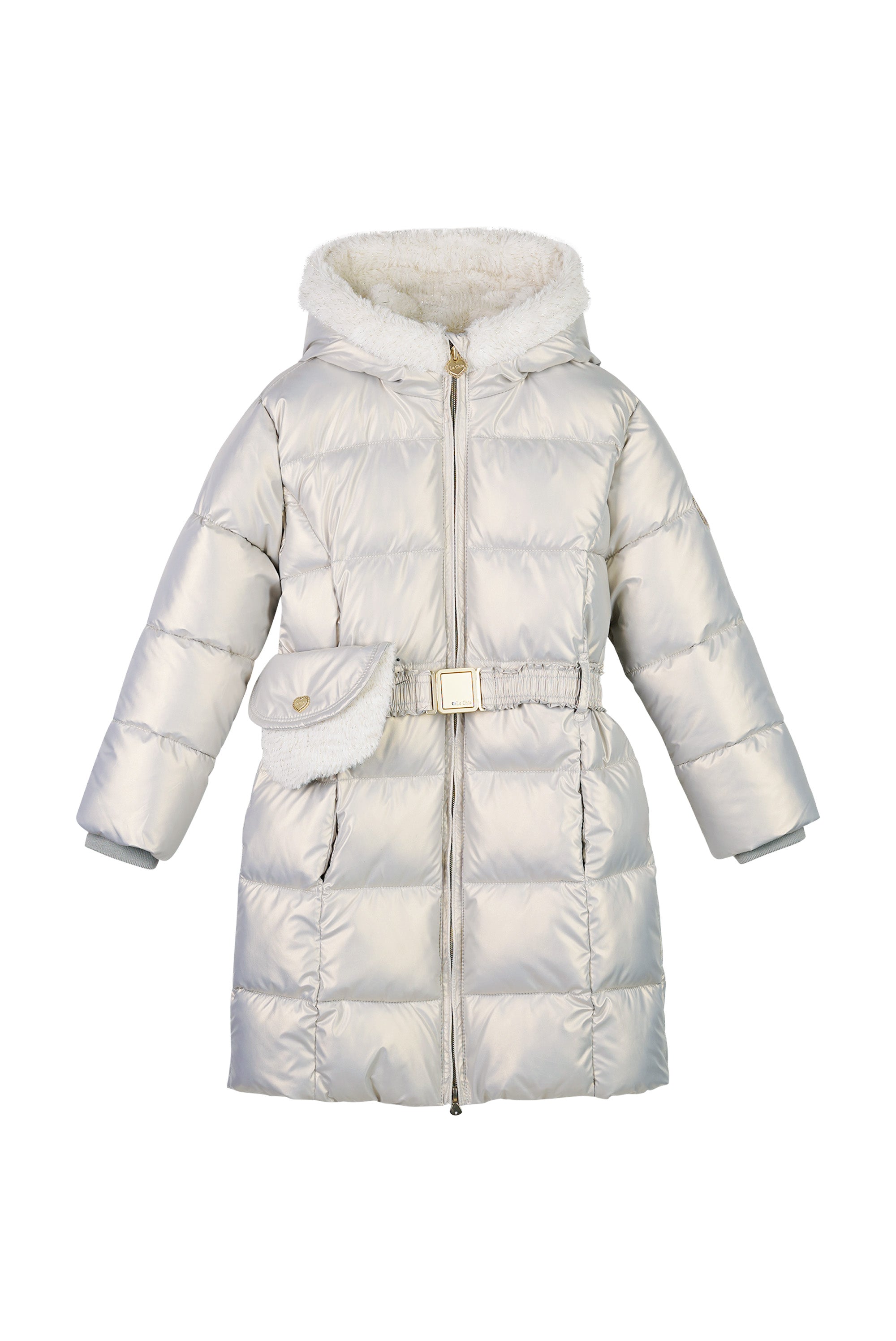 BODHI furry bag long coat silver