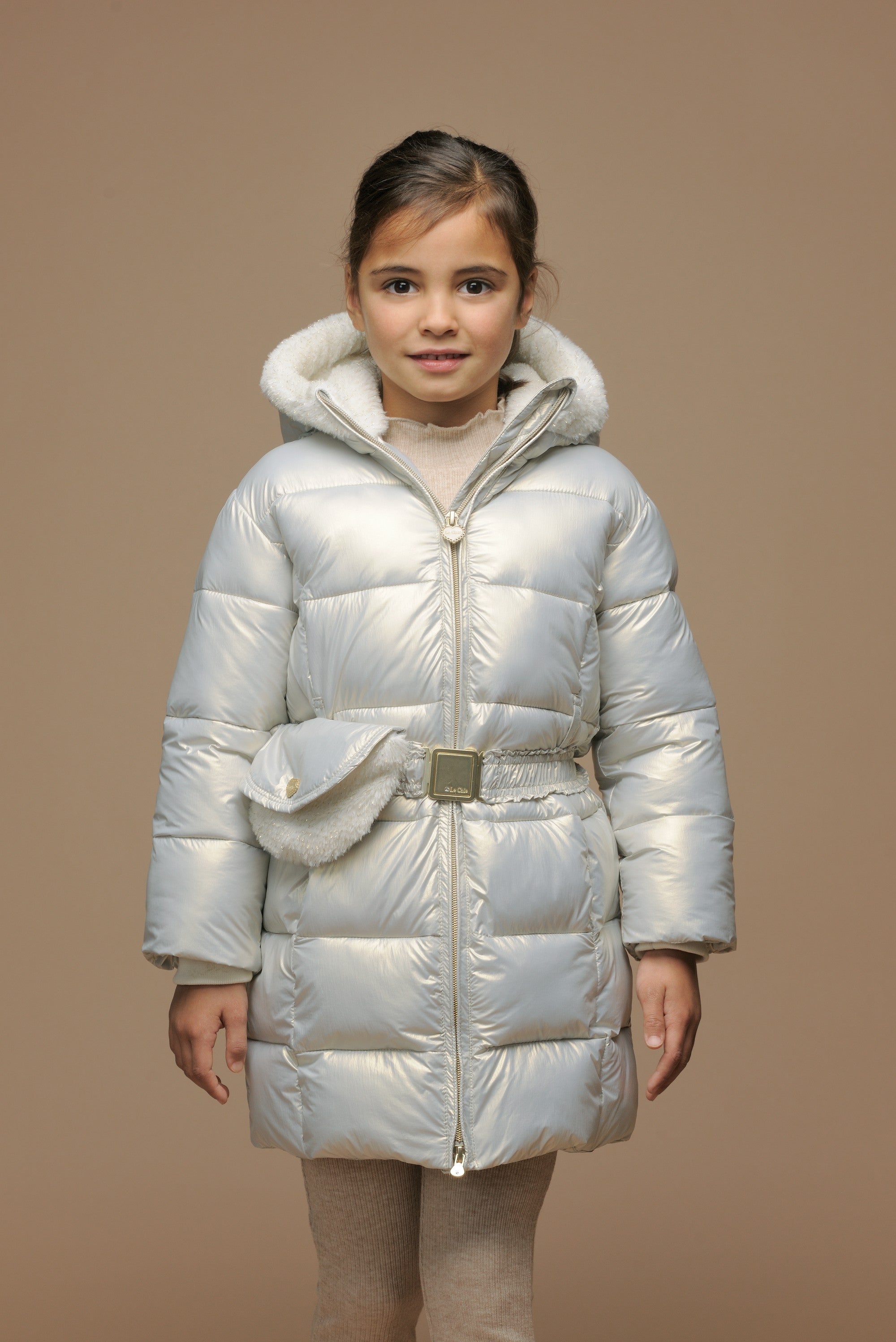 BODHI furry bag long coat silver