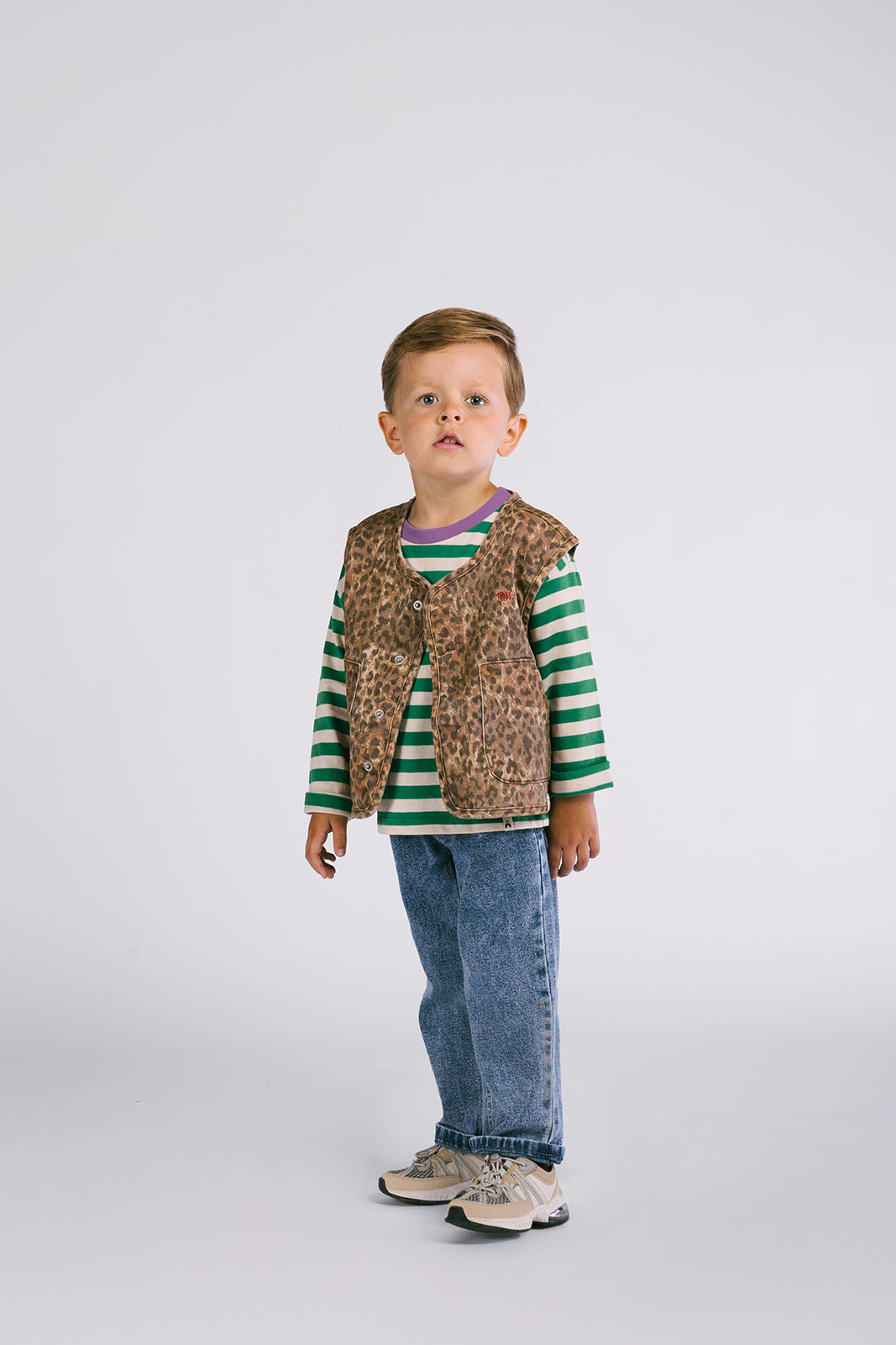 Claes denim leoprd gilet