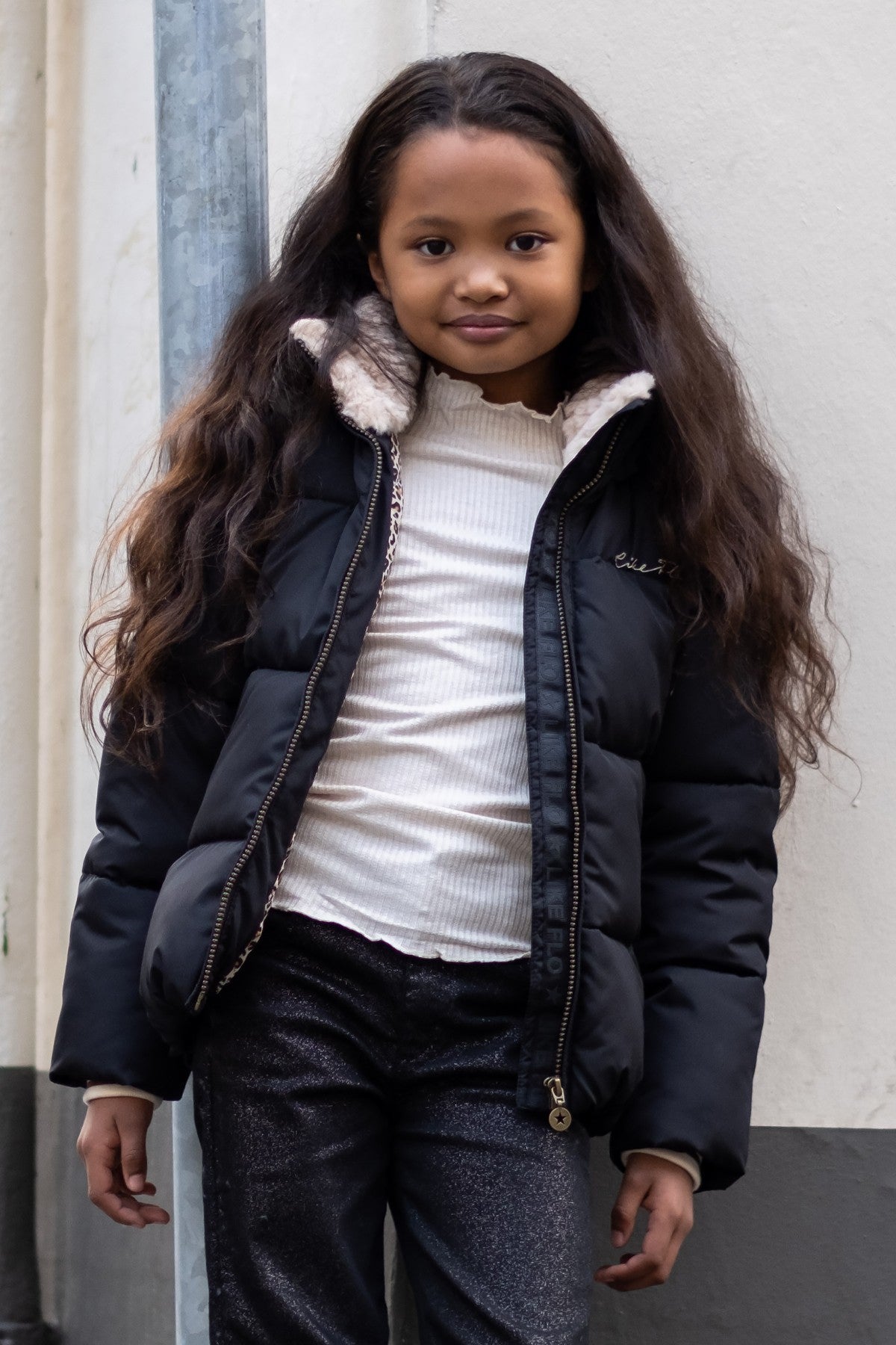Aelin Flo girls short fancy hooded jacket