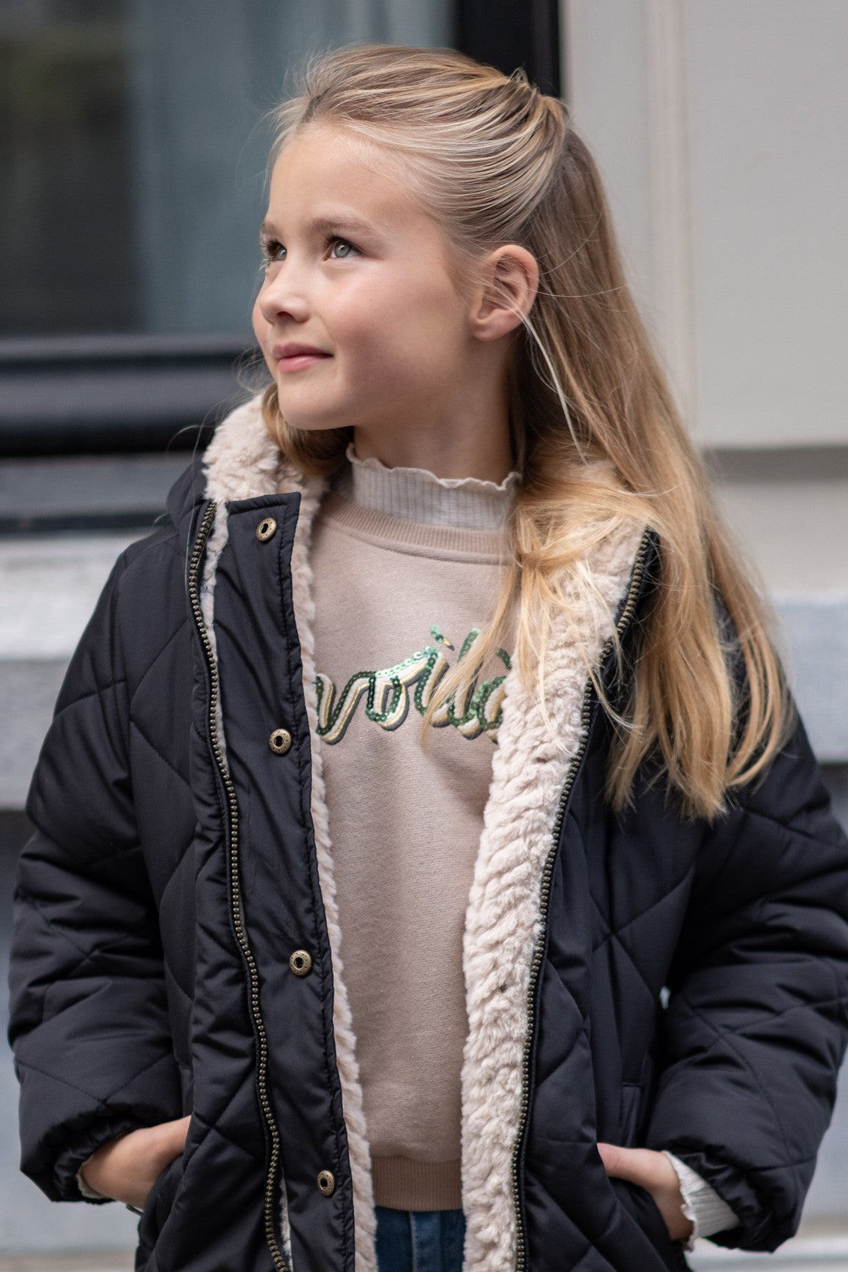 Ariana Flo girls reversible hooded long jacket
