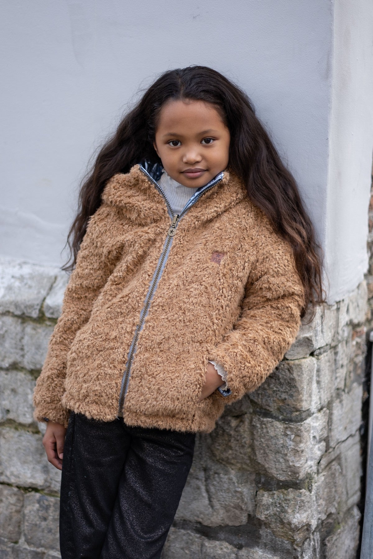 Aimee Flo girls reversible short hooded jacket