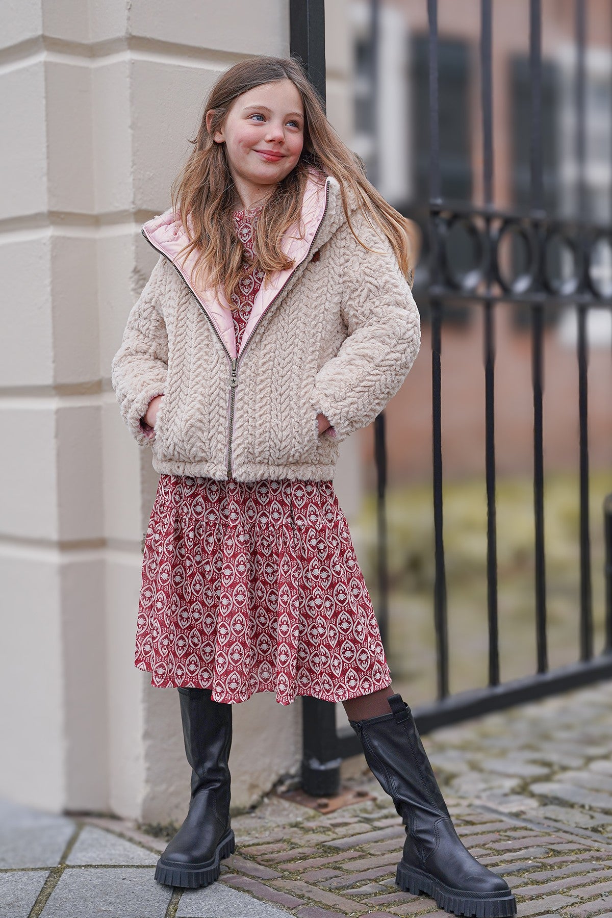Aimee Flo girls reversible short hooded jacket