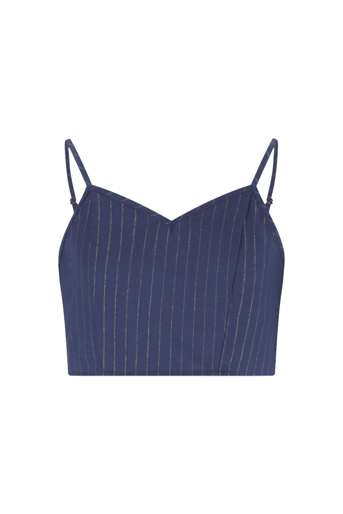 Emille Flo young cropped stripe top navy