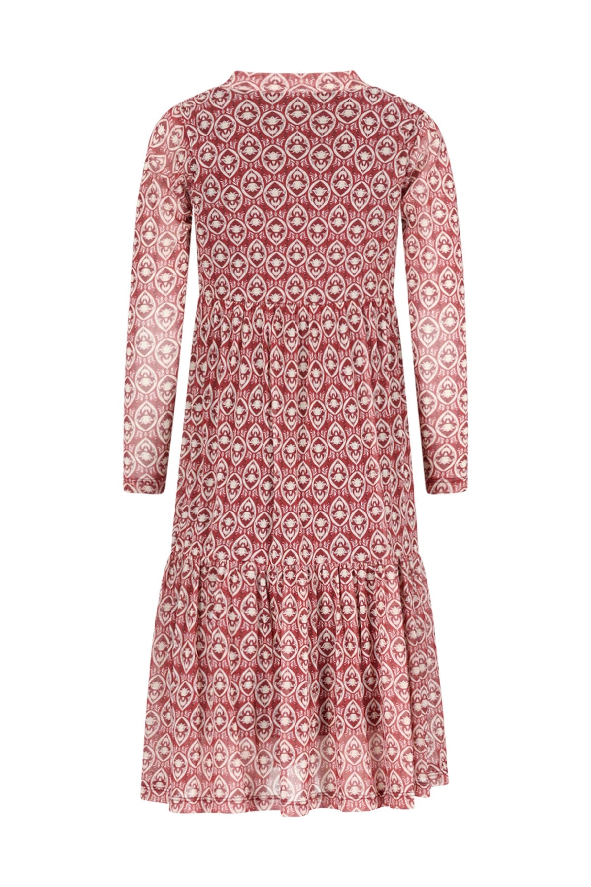 Mae Flo girls midi AOP mesh dress rood