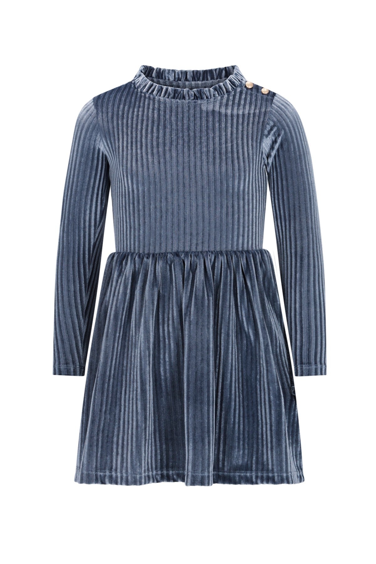 Mara Flo girls dress with buttons at shoulder ice blue