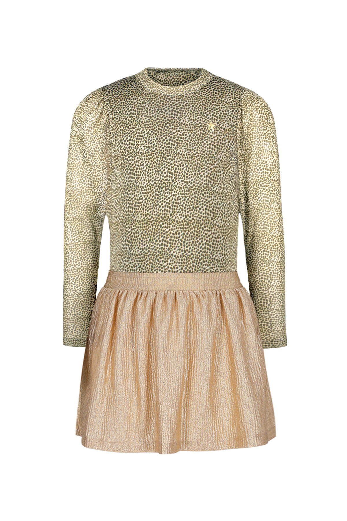 Mira Flo girls mesh top with metallic skirt groen