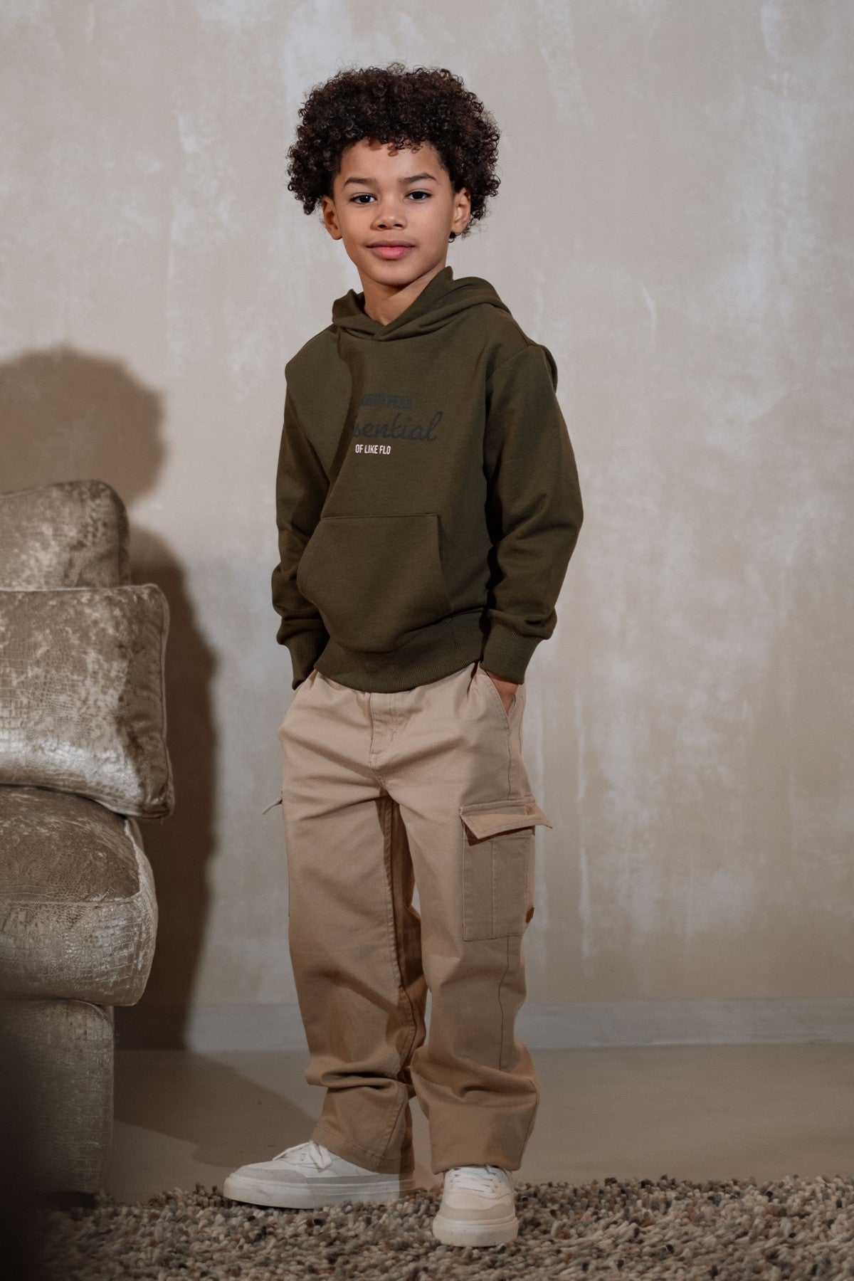 Frankys Flo boys twill cargo pants kahki