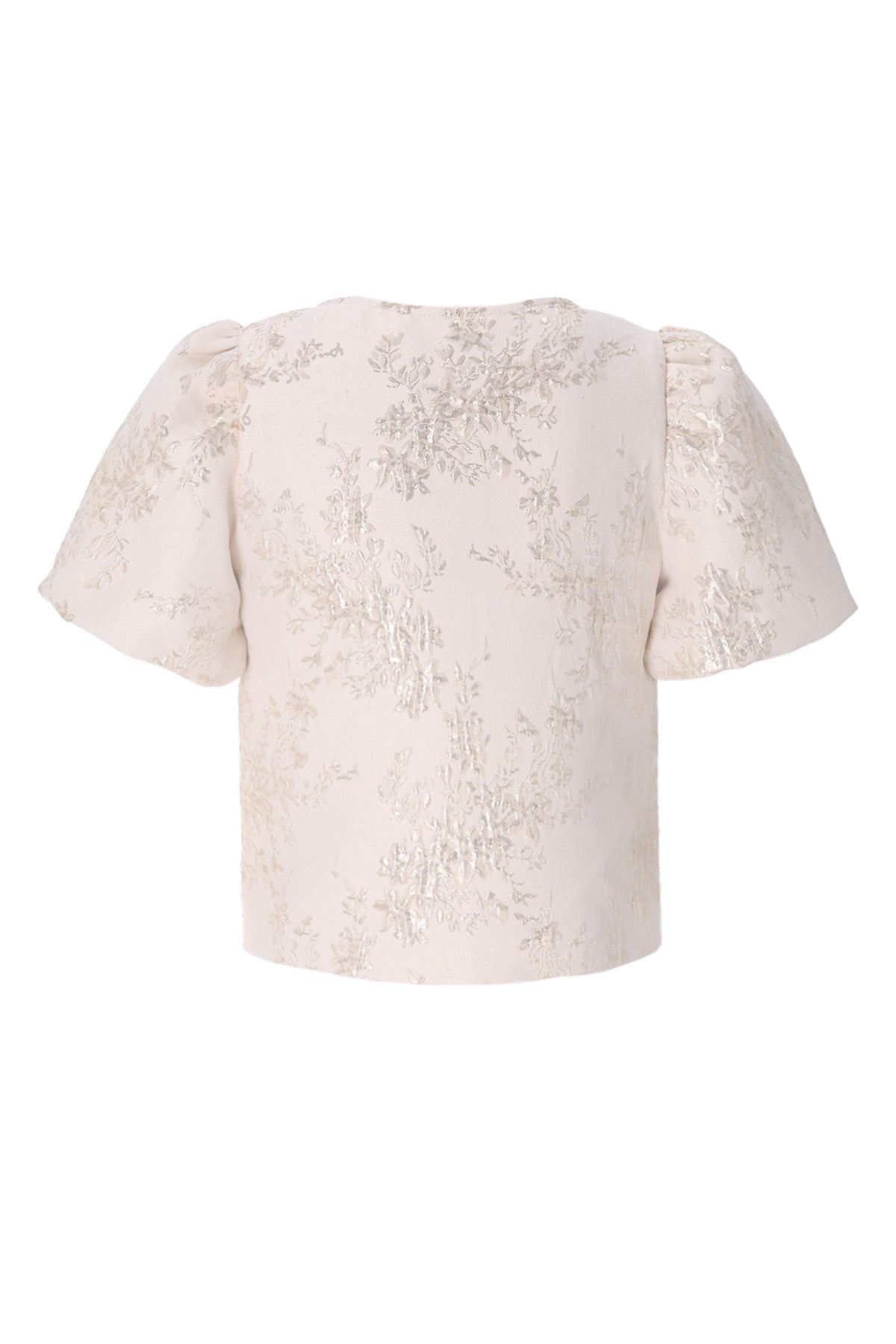 Cozie Flo girls jacquard blouse with puffy sleeve