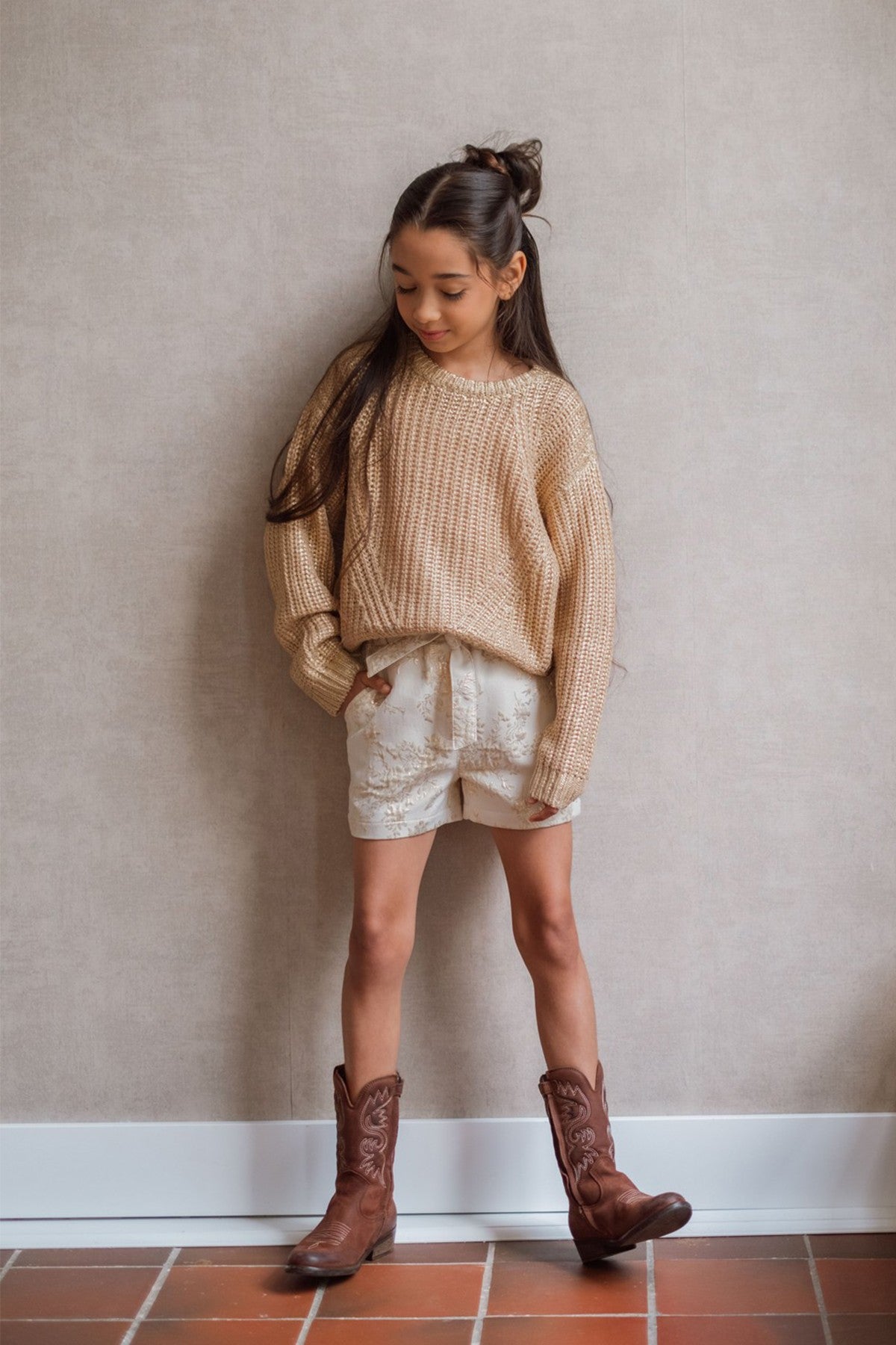 Fay-Linn Flo girls jacquard short with shell belt