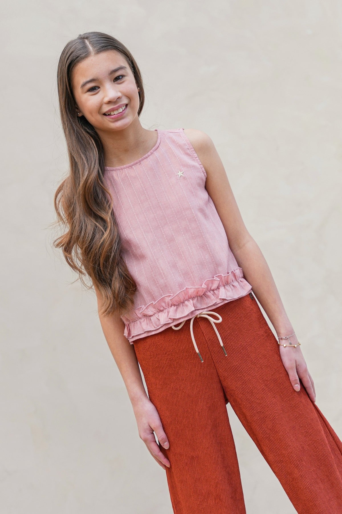 Chloe Flo girls top with ruffle at hem