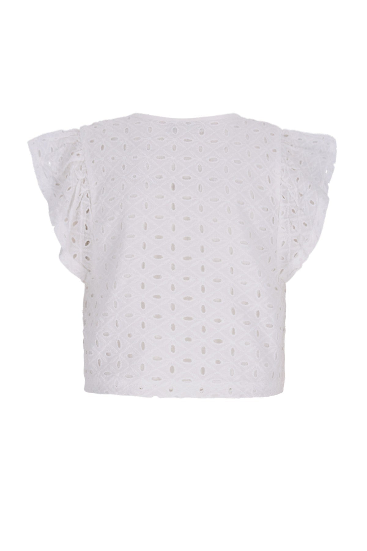 Charlotte Flo girls broderie anglaise blouse with fake bow closure