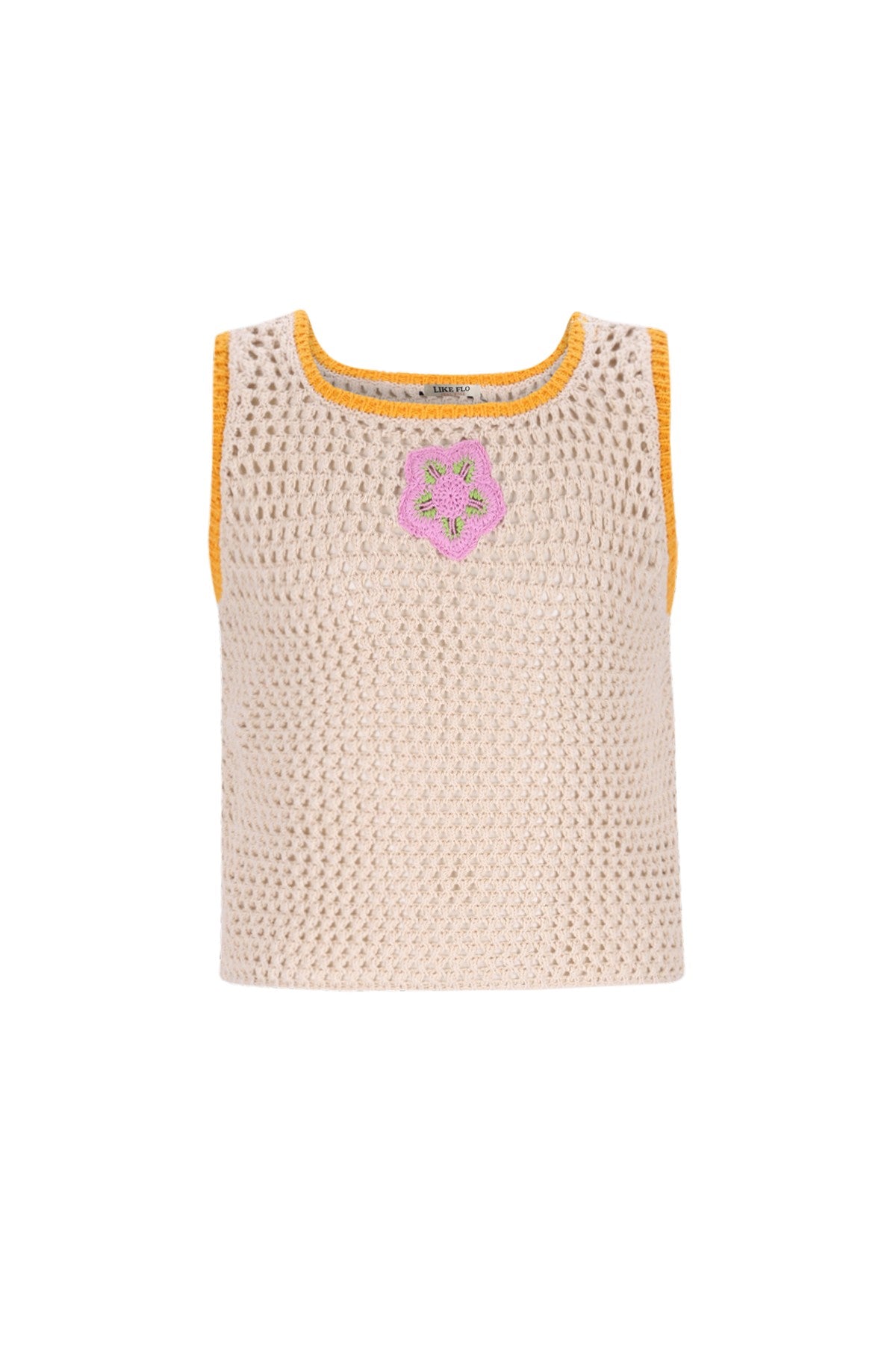 Djace Flo girls knitted top with crochet flowers
