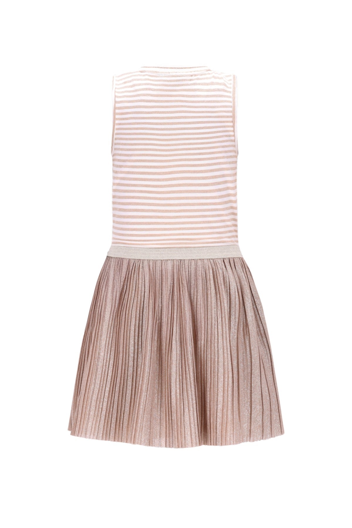 Minte Flo girls lurex stripe top with satin plisse skirt