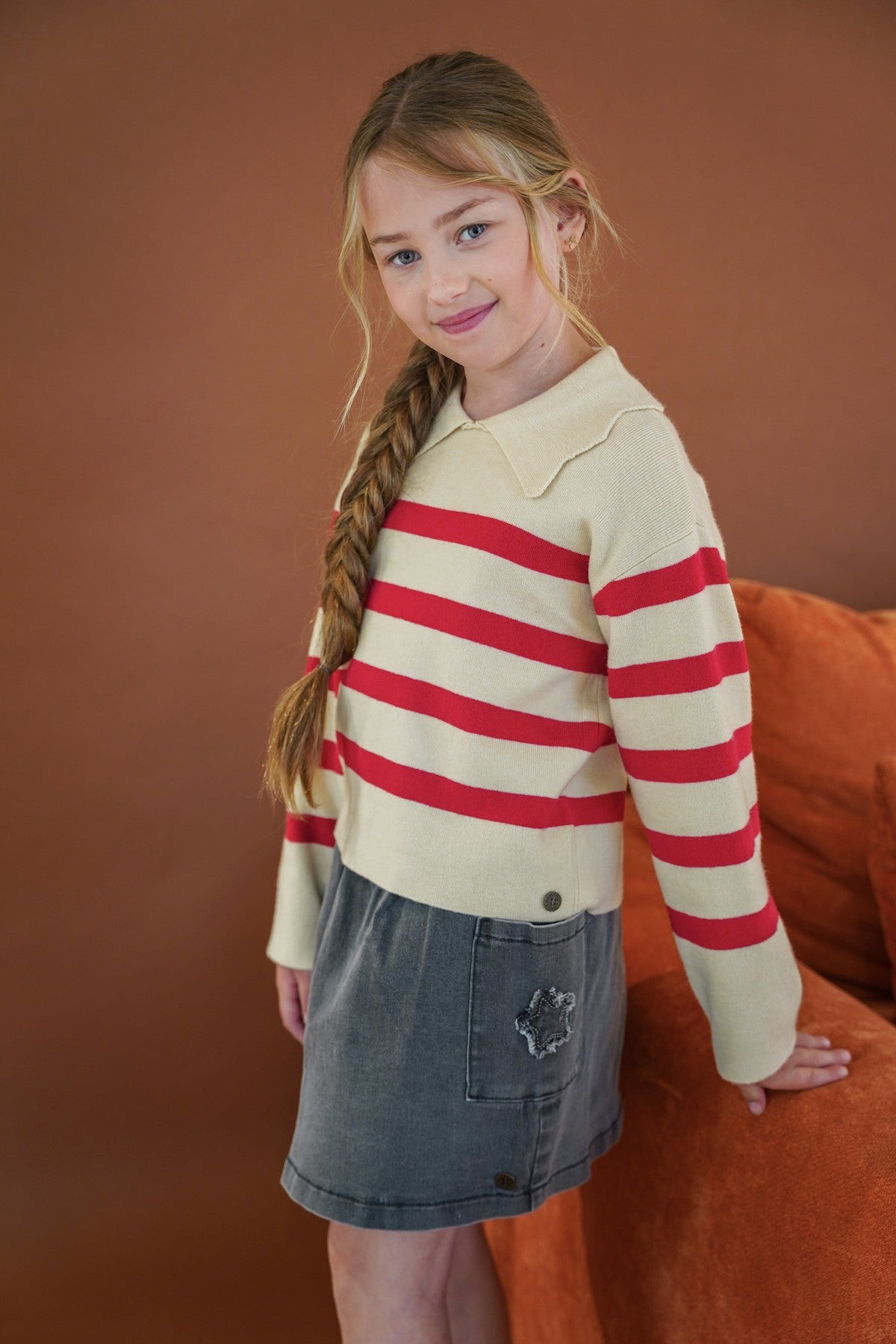 Semmie denim skirt with embroidery