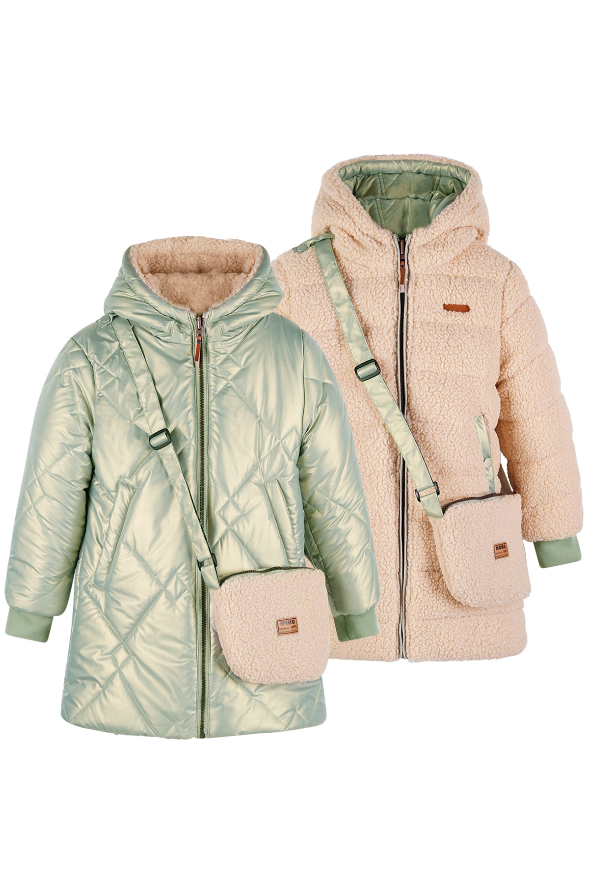 Betty Reversible Hooded Mid Long Jacket+ Bag
