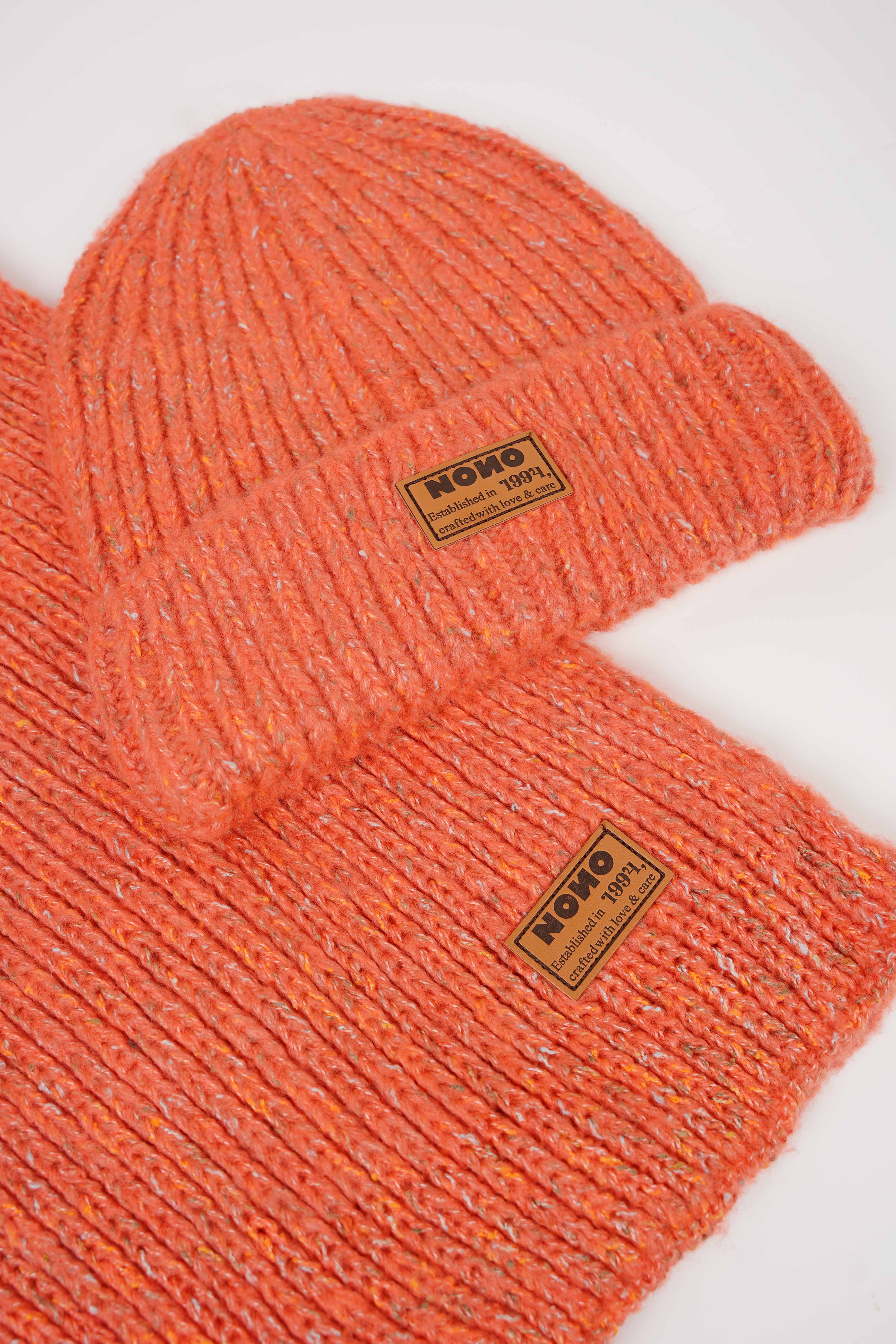 Raya Melange Knitted Scarf+ Hat set
