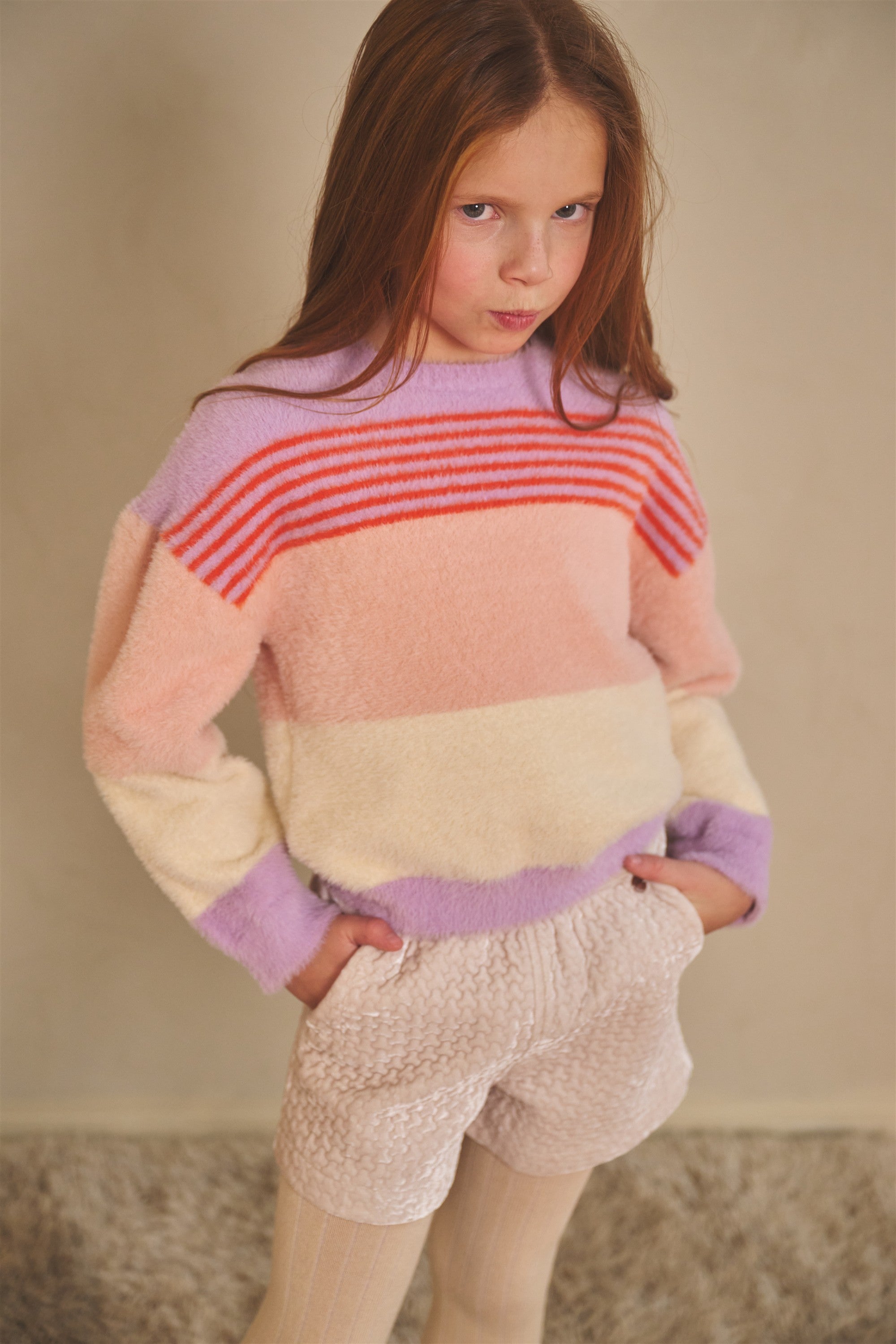 Kendra Fluffy Striped Sweater