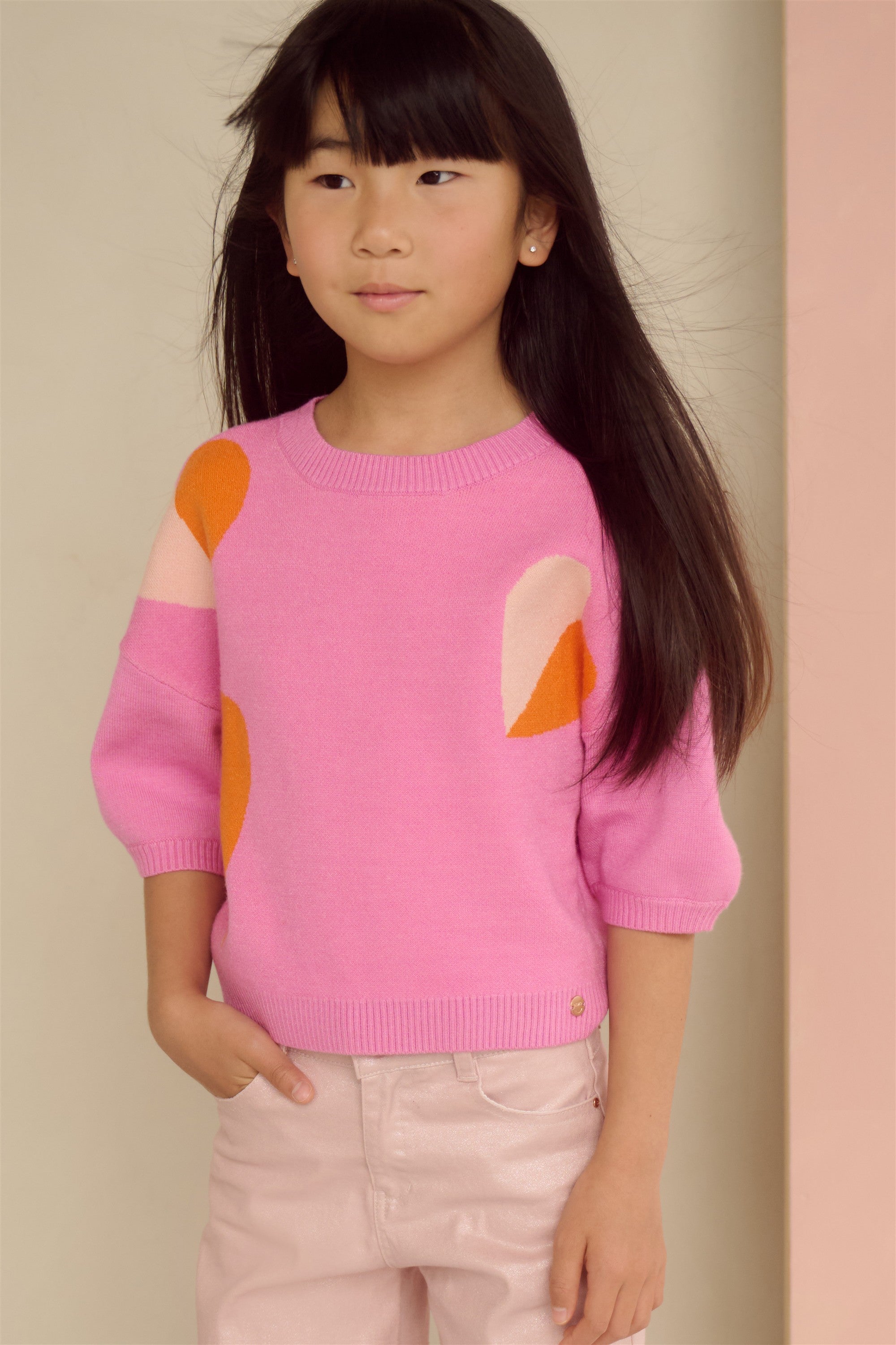 Keya Knitted Top with intarsia hearts