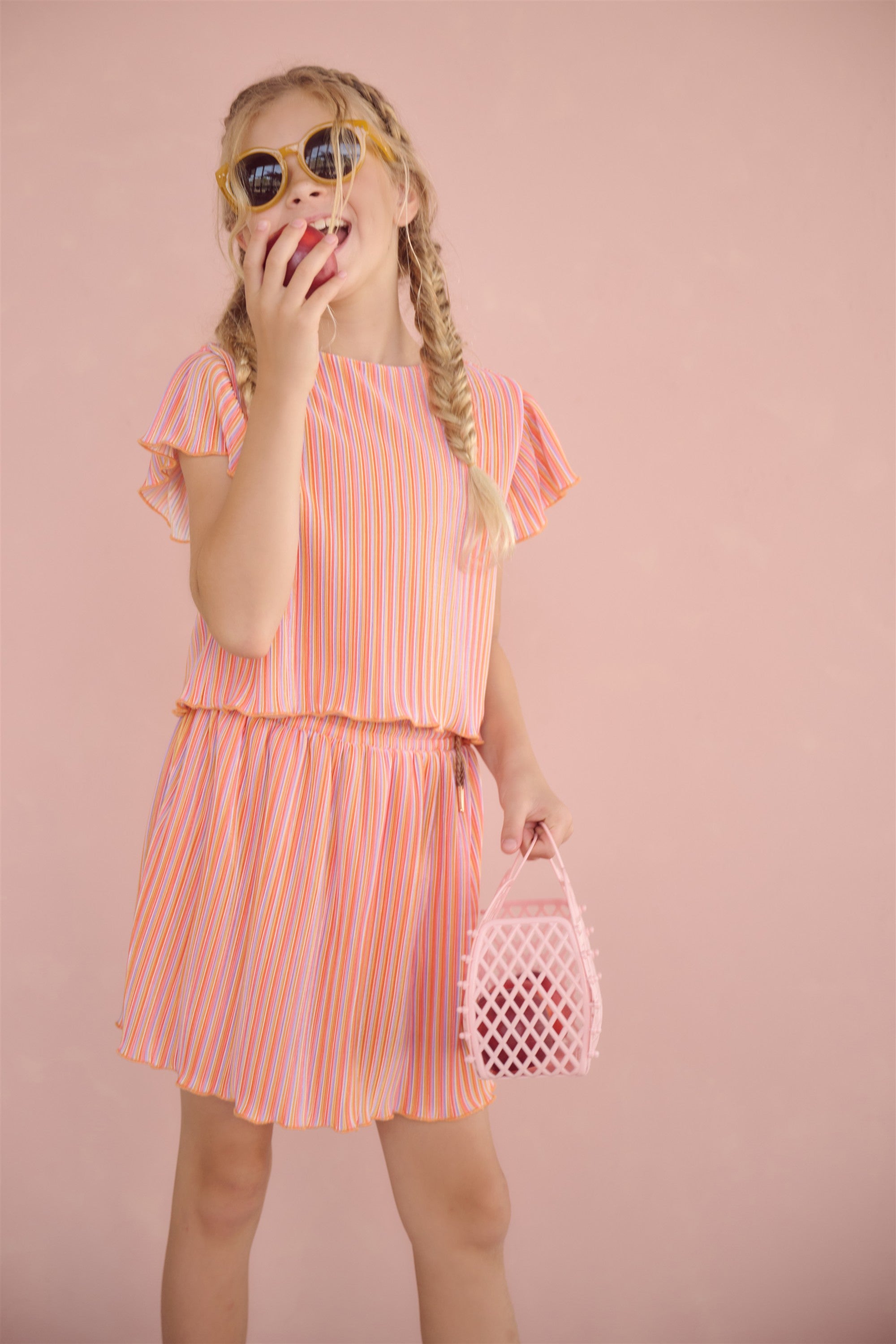 Norah Striped Plissee Skirt