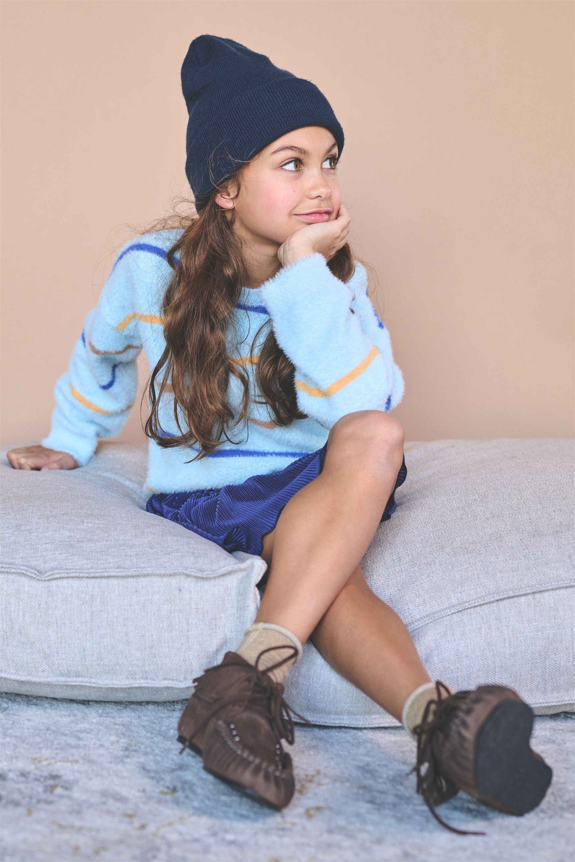 Keson Fluffy Soft Knitted Striped Sweater