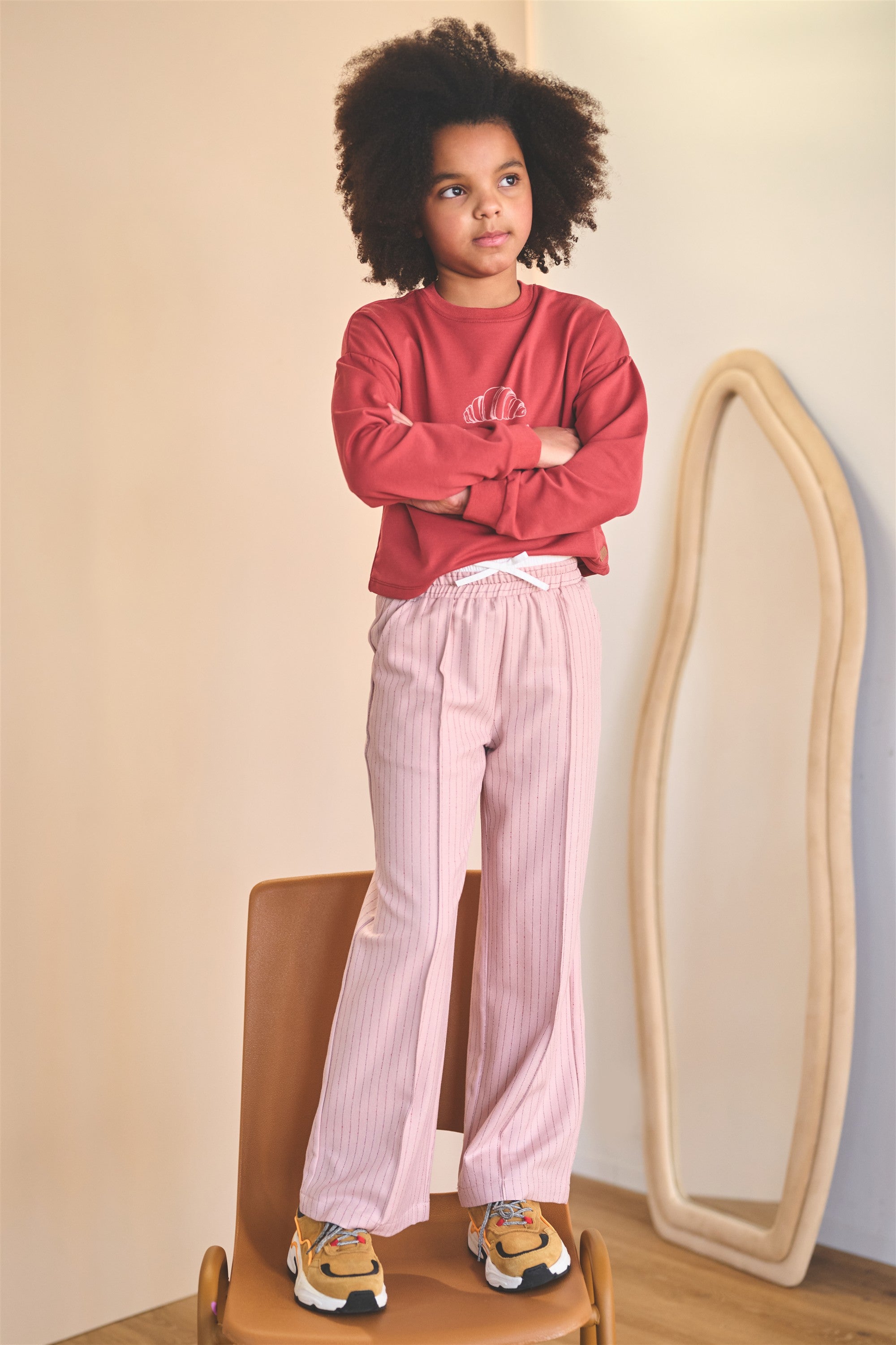 Sarah Pinstripe Pants with contrast waistband