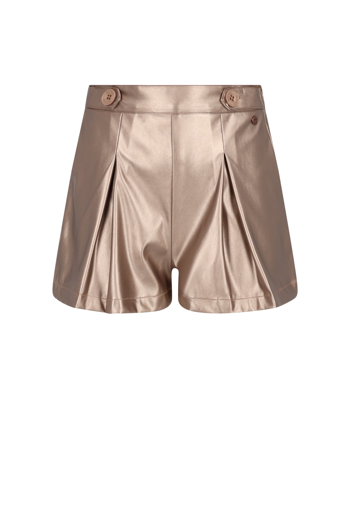 Sulias Shiny Fake Leather Short with Pleats