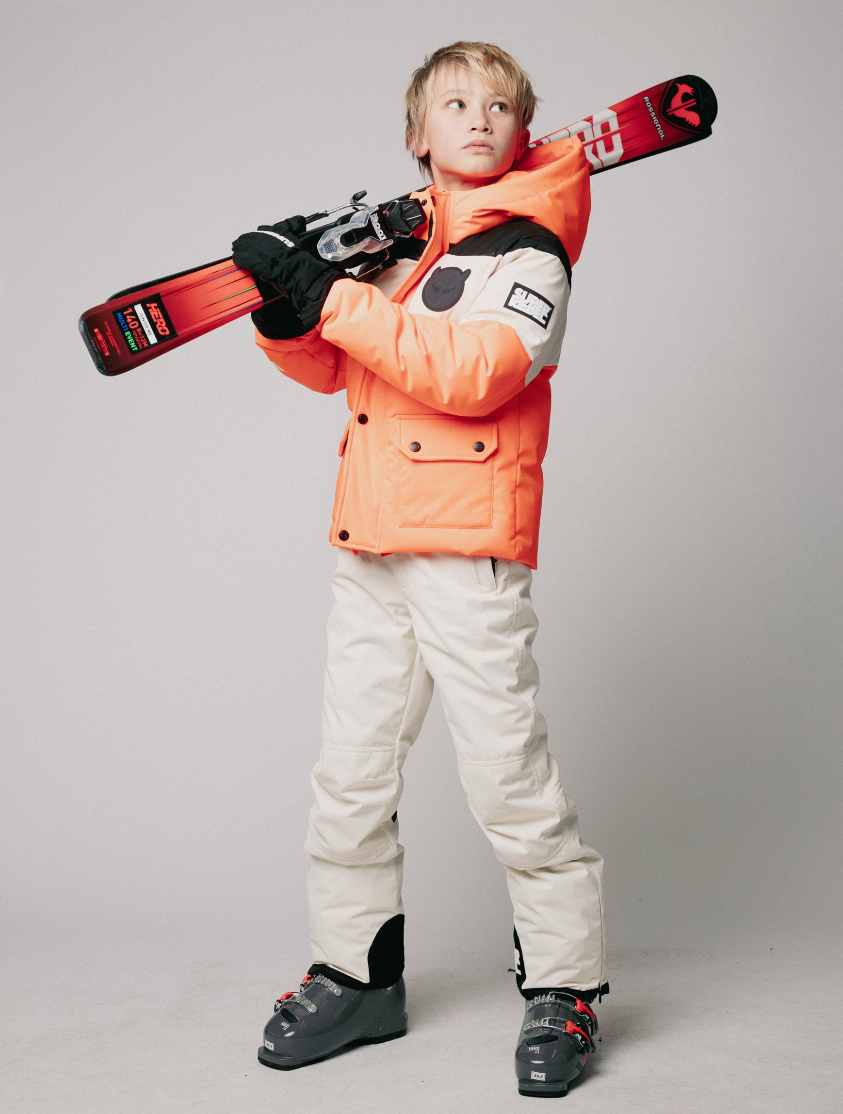 BOBB Boys Winter Jacket Colorblock Neon Orange