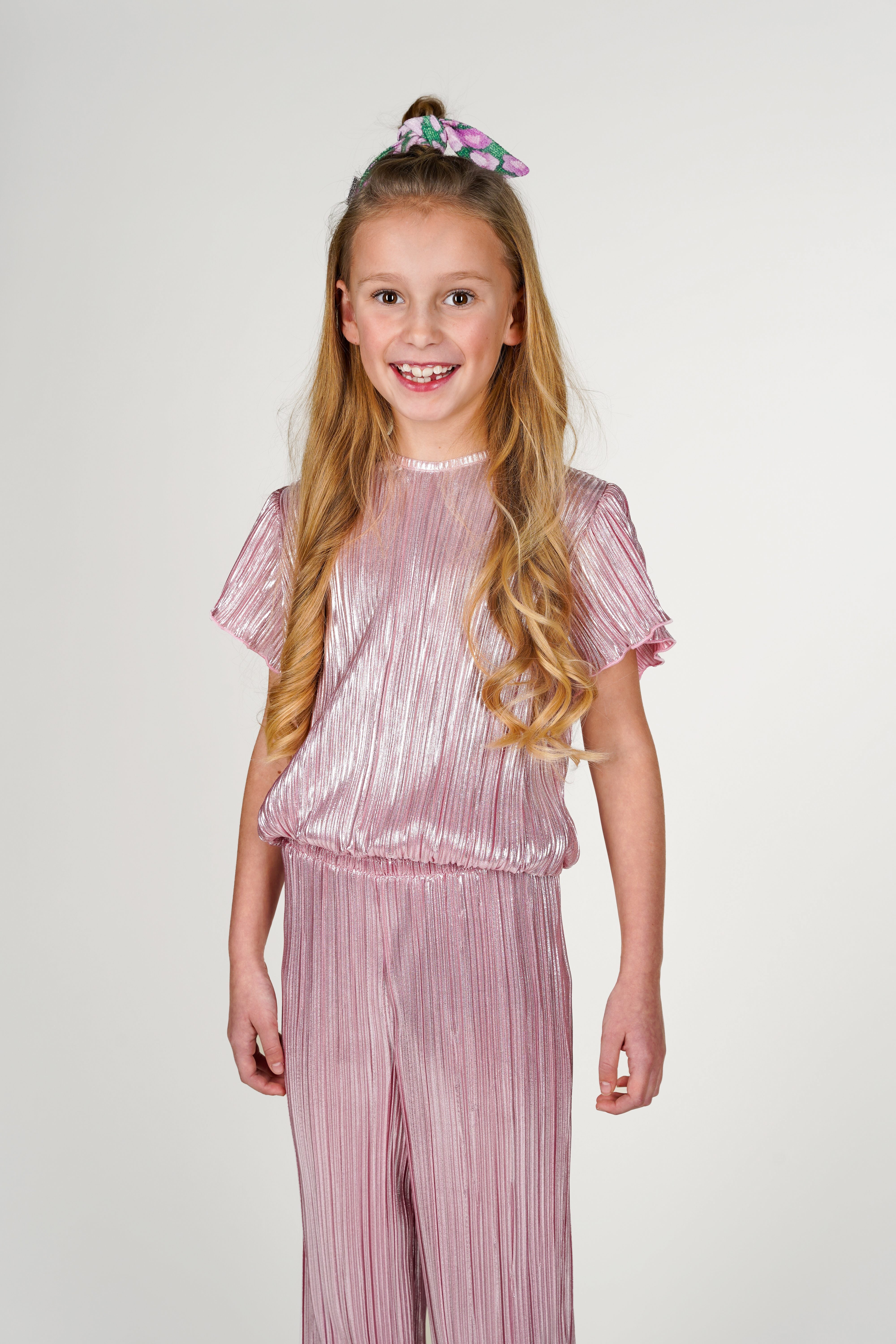 Brynn metallic plissé top
