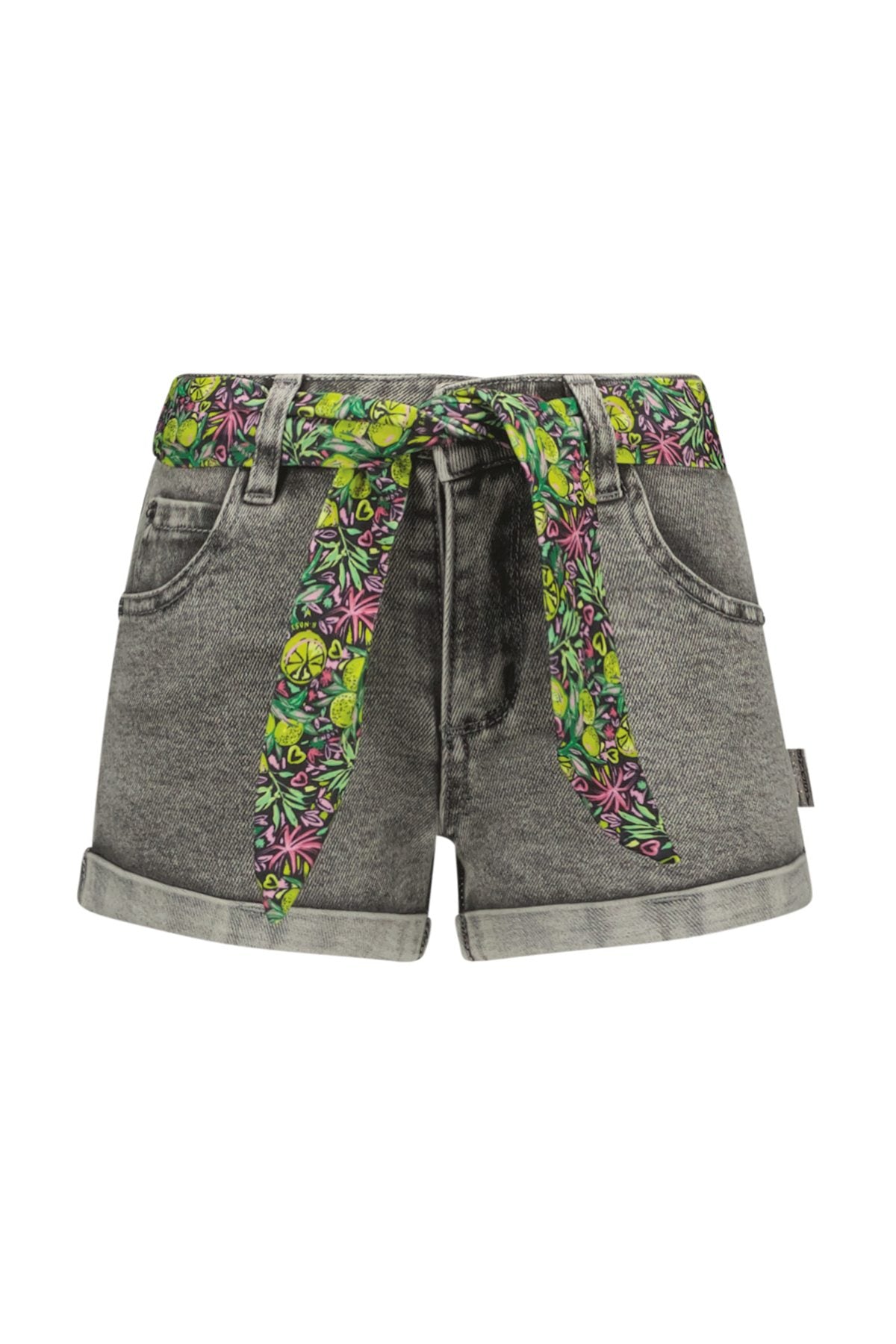 Patty denim shorts with printed belt