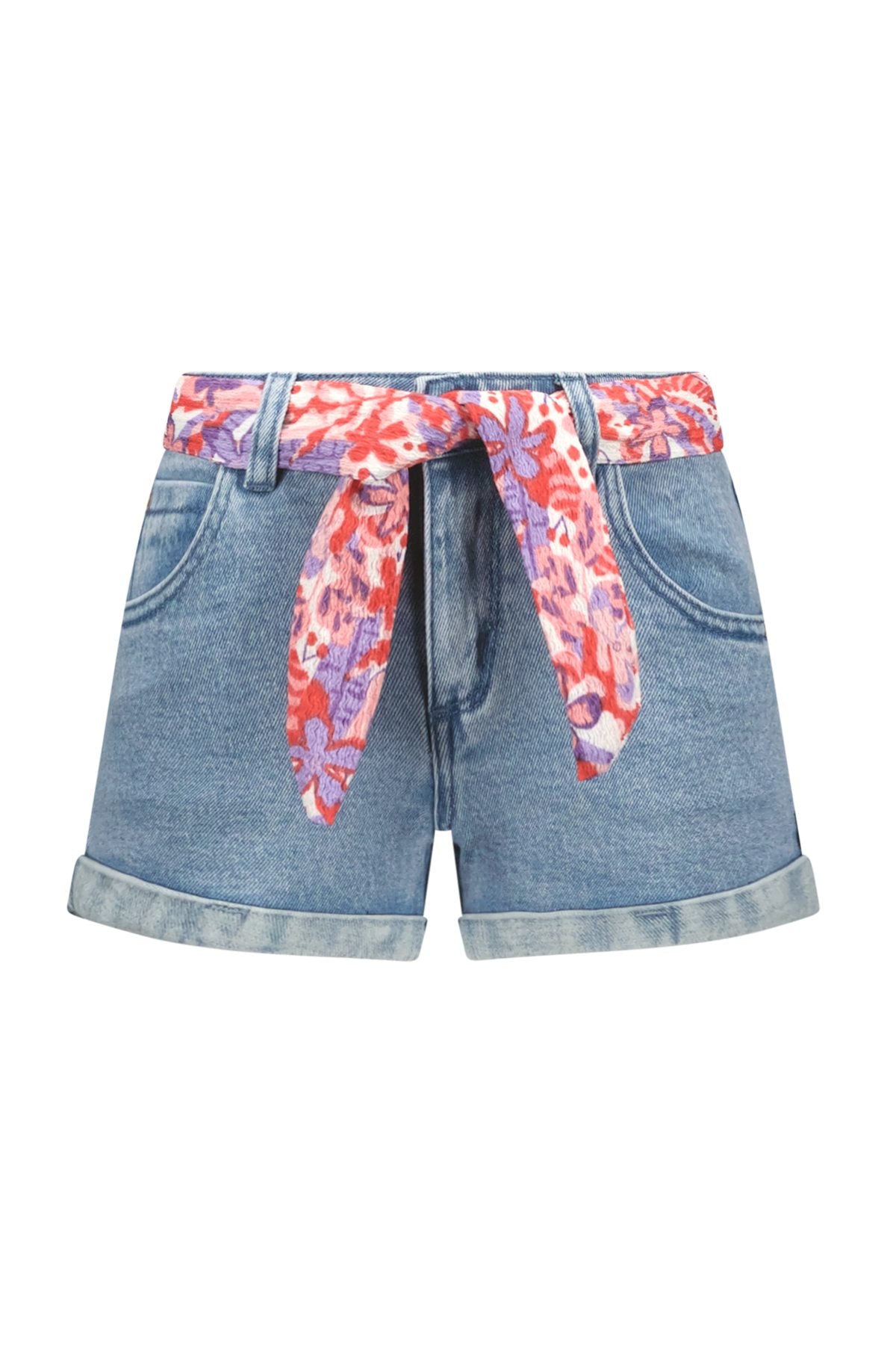 Patty denim shorts with printed belt
