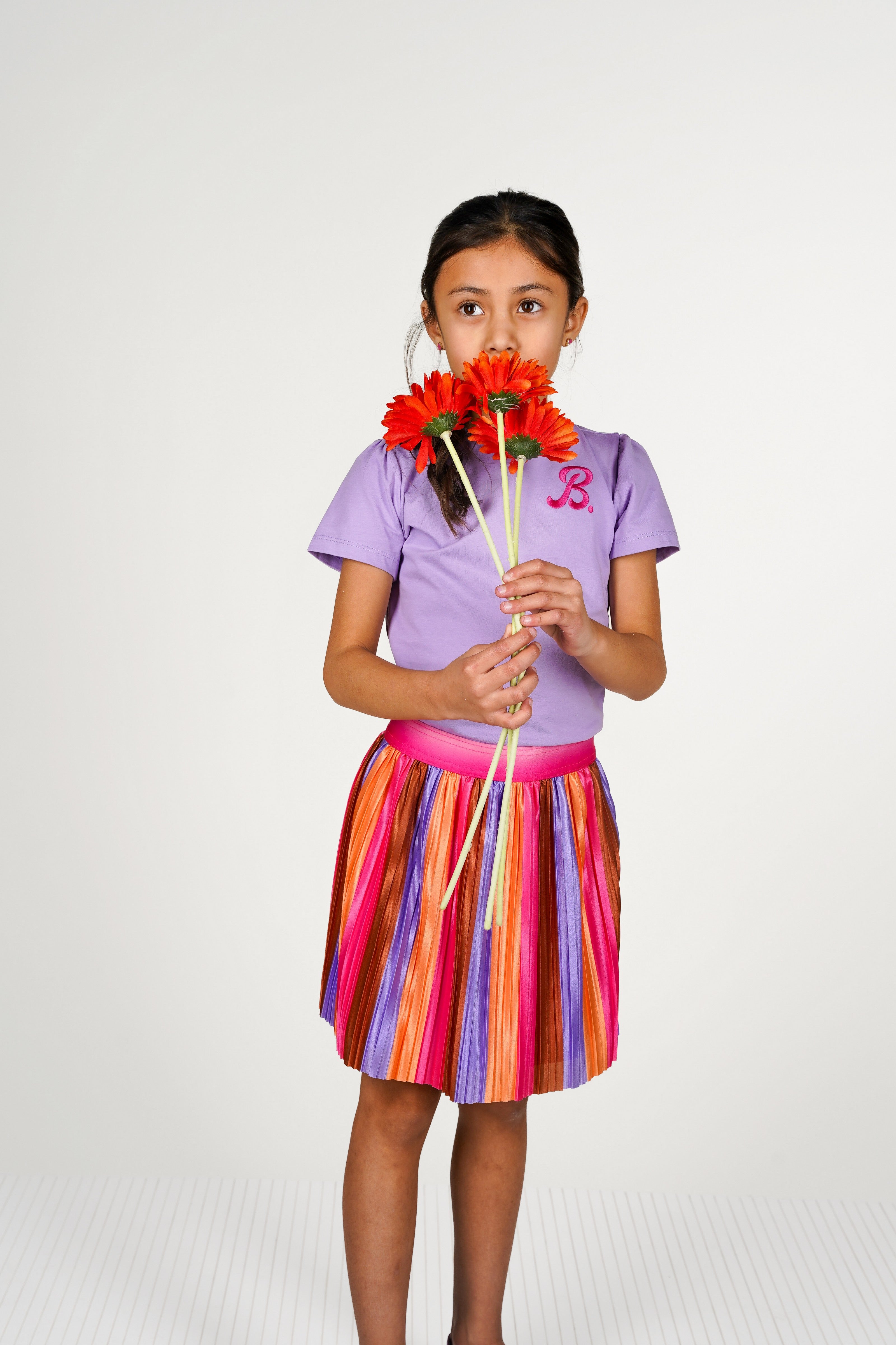 Dannae dress with striped plissé skirt