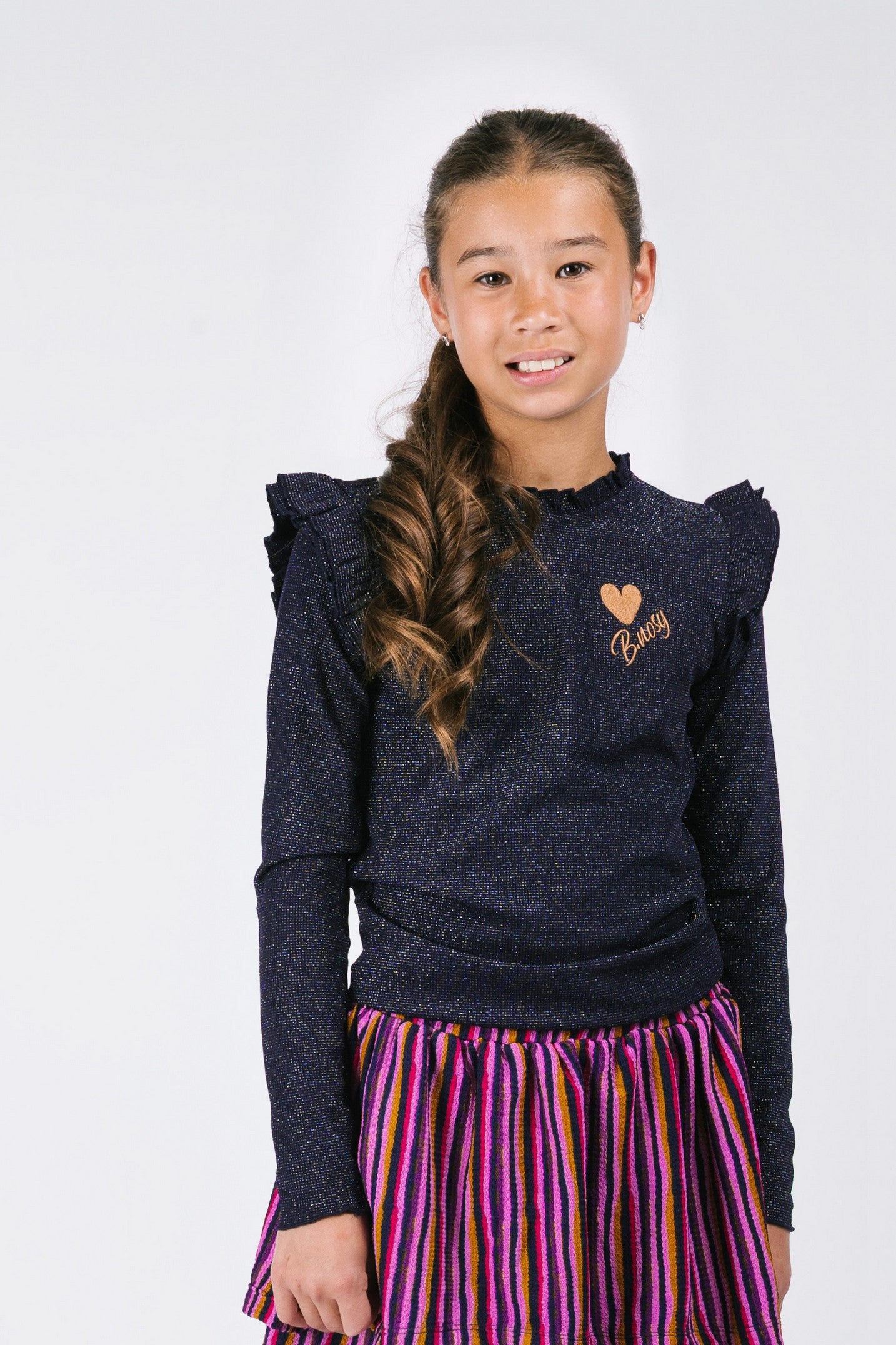Tonya B.Nosy girls top wit ruffles navy