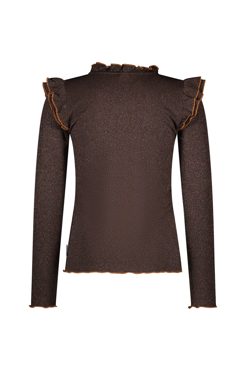 Tonya B.Nosy girls top wit ruffles donker bruin