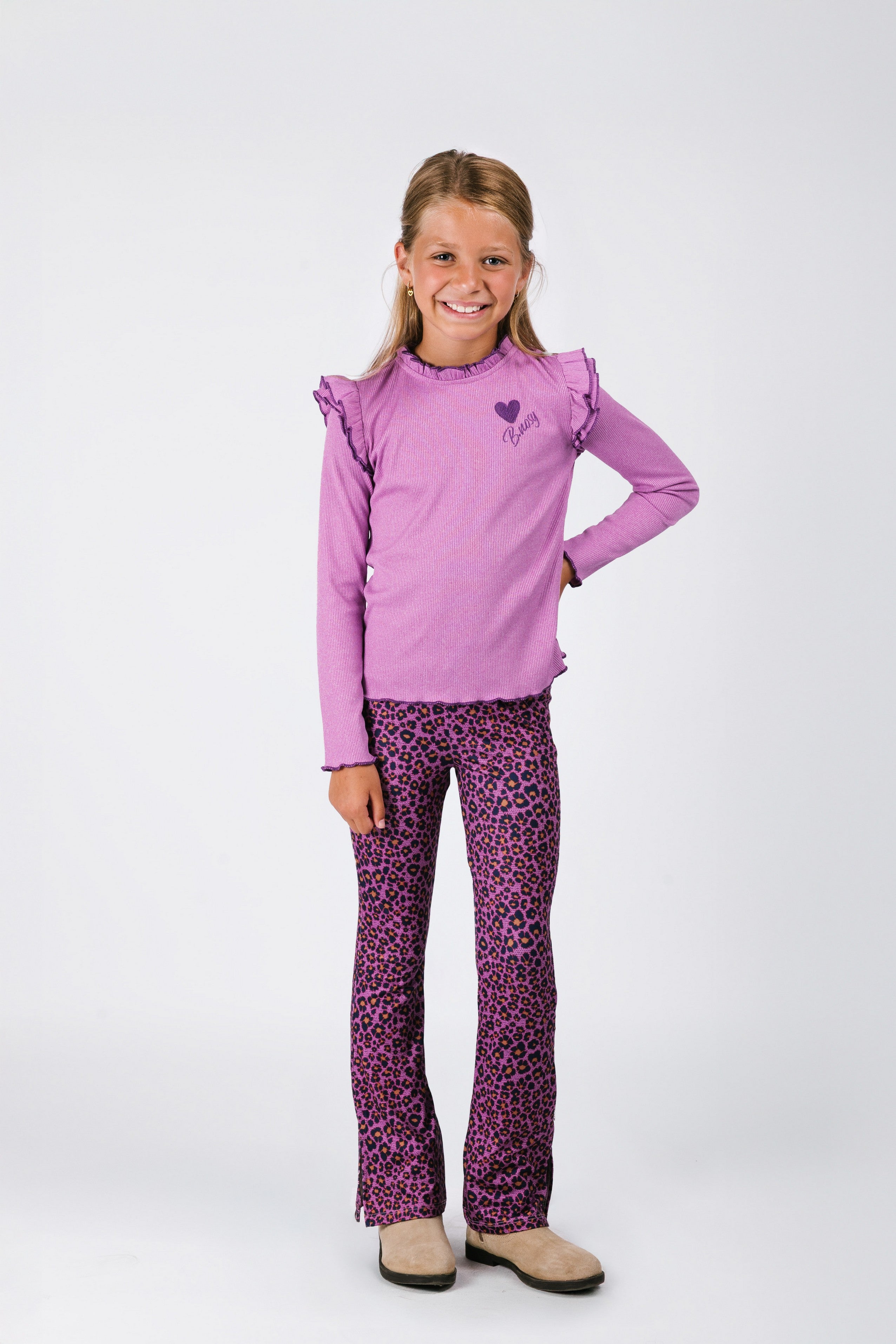 Tonya B.Nosy girls top wit ruffles violet