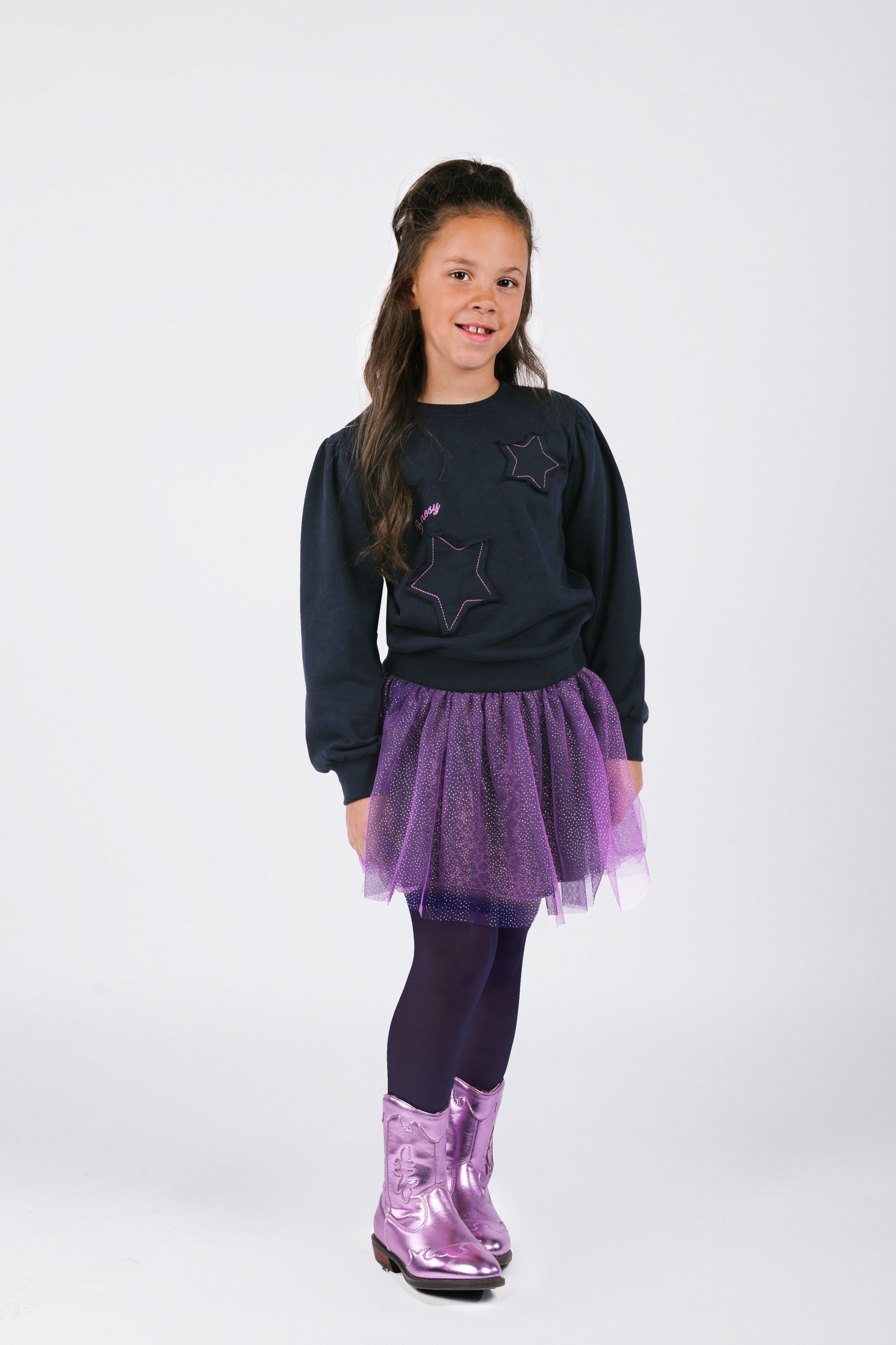 Rory B.Nosy girls mesh skirt with printed layer