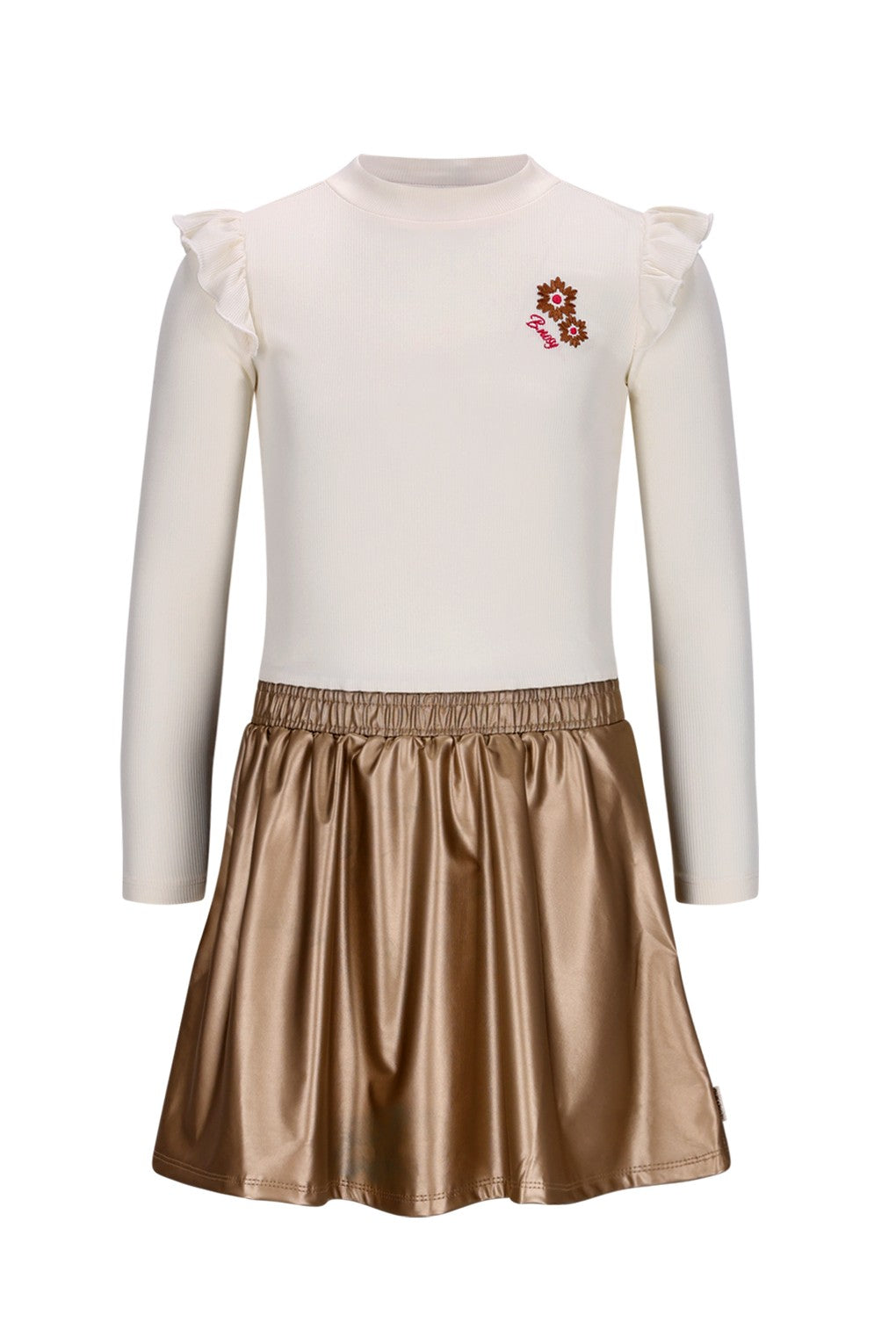 Donia B.Nosy girls dress with metallic skirt ecru