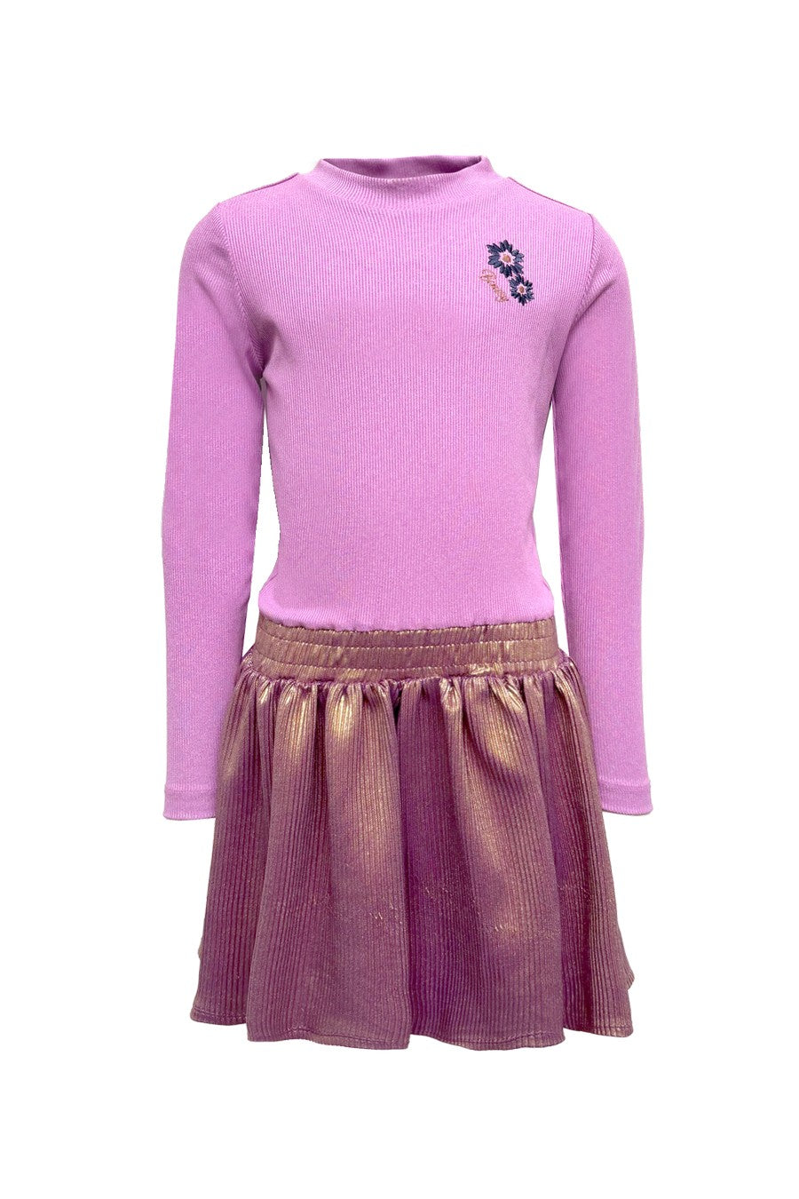 Donia B.Nosy girls dress with metallic skirt violet
