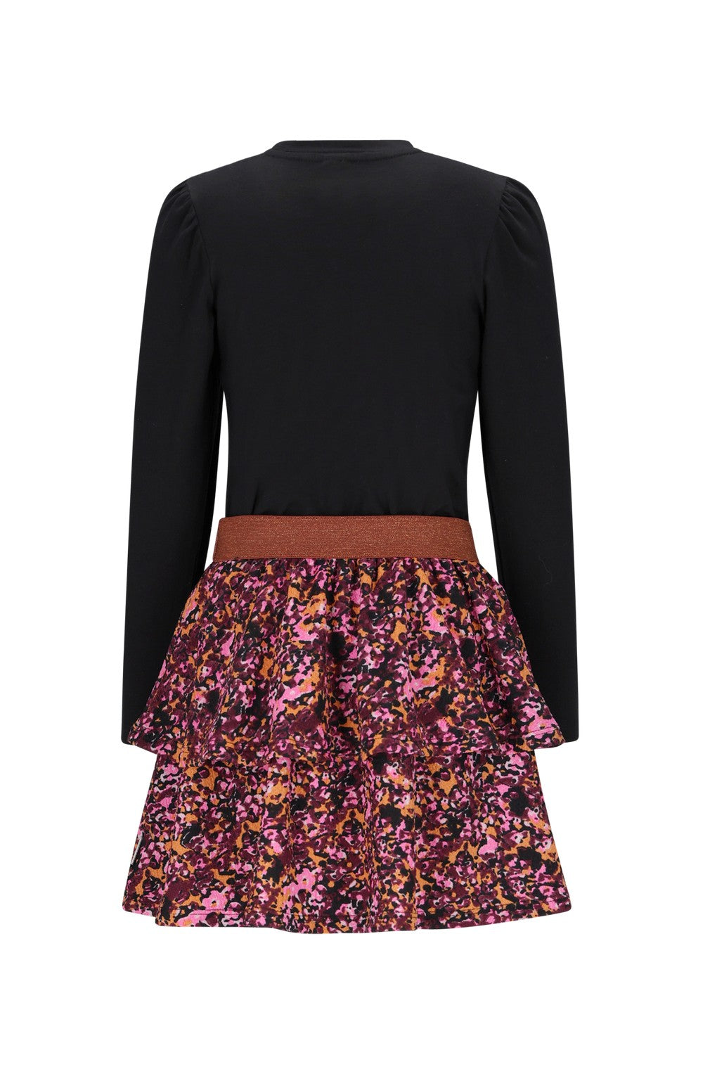 Daphne B.Nosy girls dress with 2-layer printed skirt