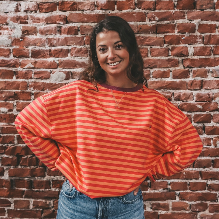 Stripe French Knit Sweater Mom