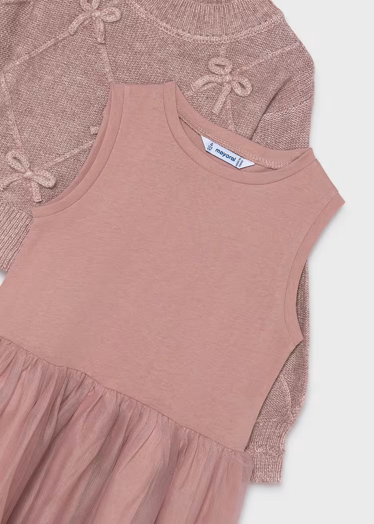 Knit dress with bows